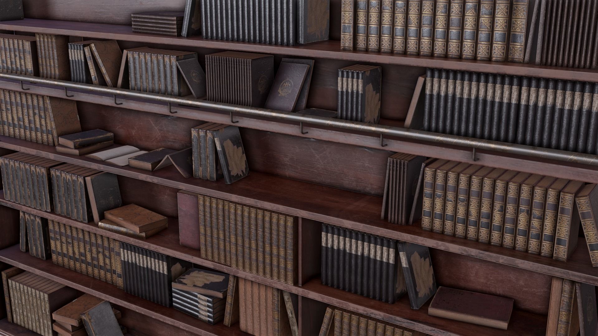 Books and bookcases Low-poly 3D model_9