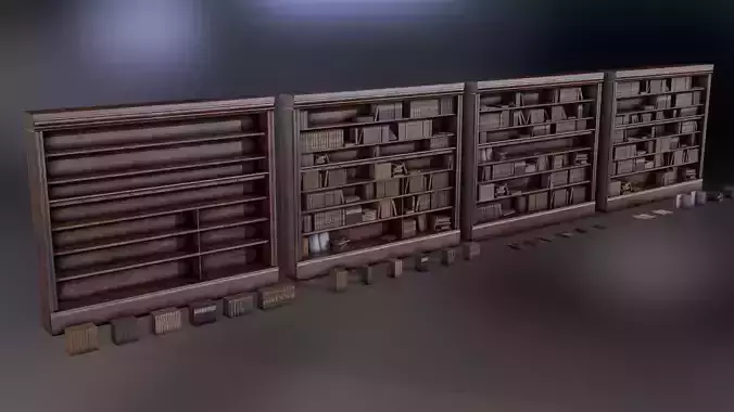 Books and bookcases Low-poly 3D model