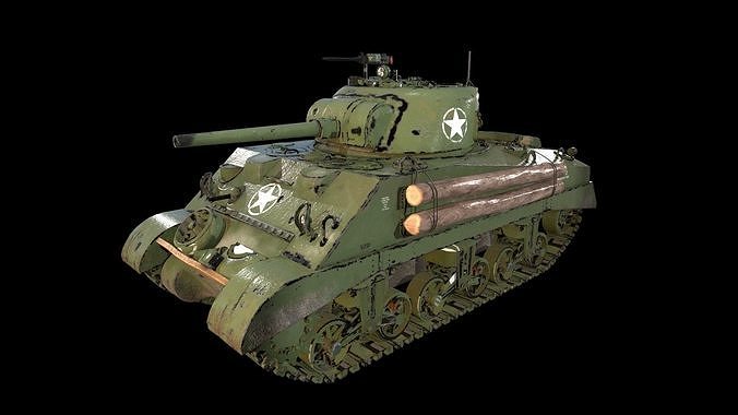 Sherman Tank 3d model game ready Low-poly 3D model