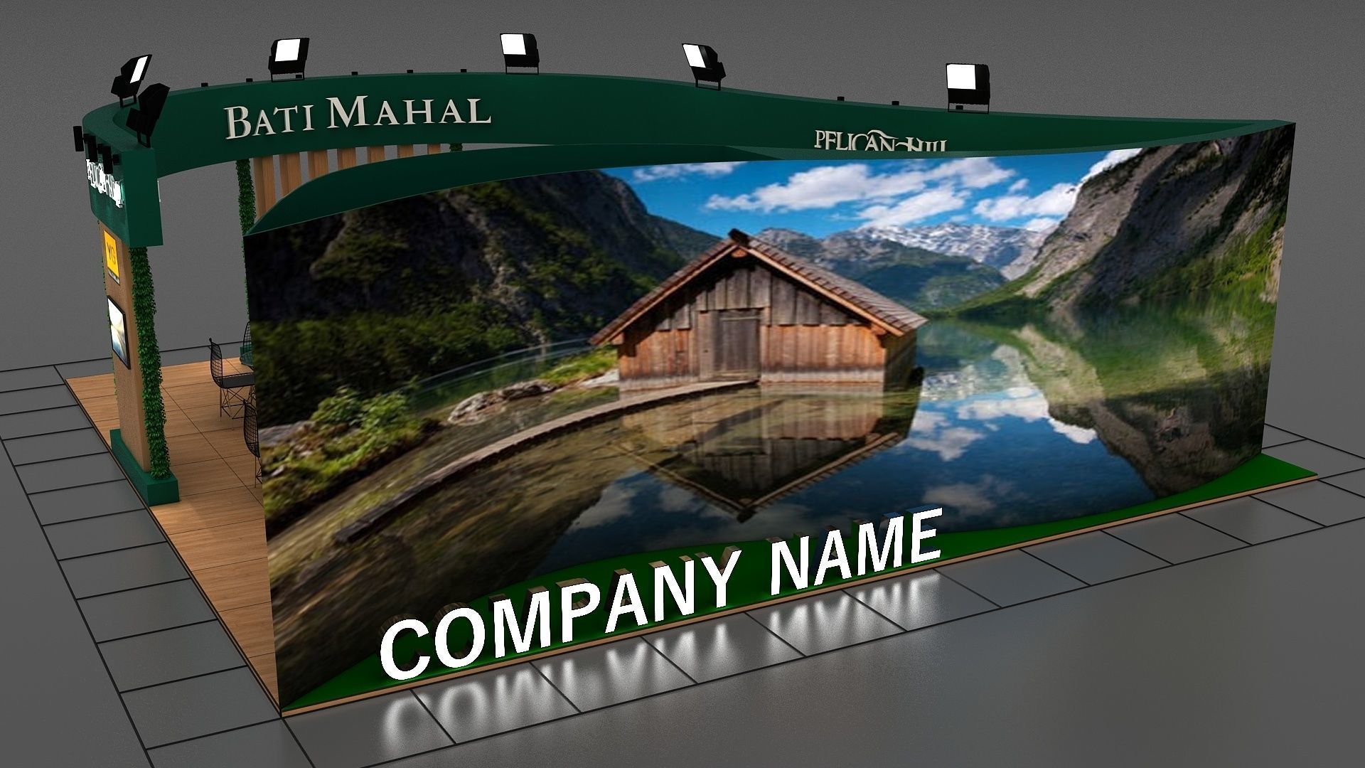 Booth Exhibition Stand Stall 11x10m Height 366cm 4 Side  3Dmodel 3D model_7