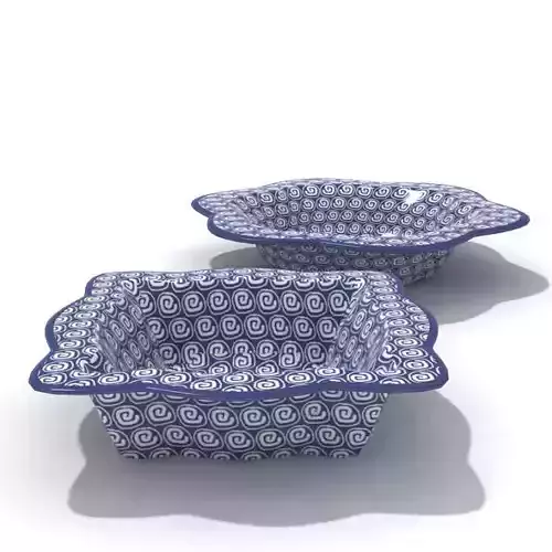 Patterned Bowls Blue Scalloped Pretty