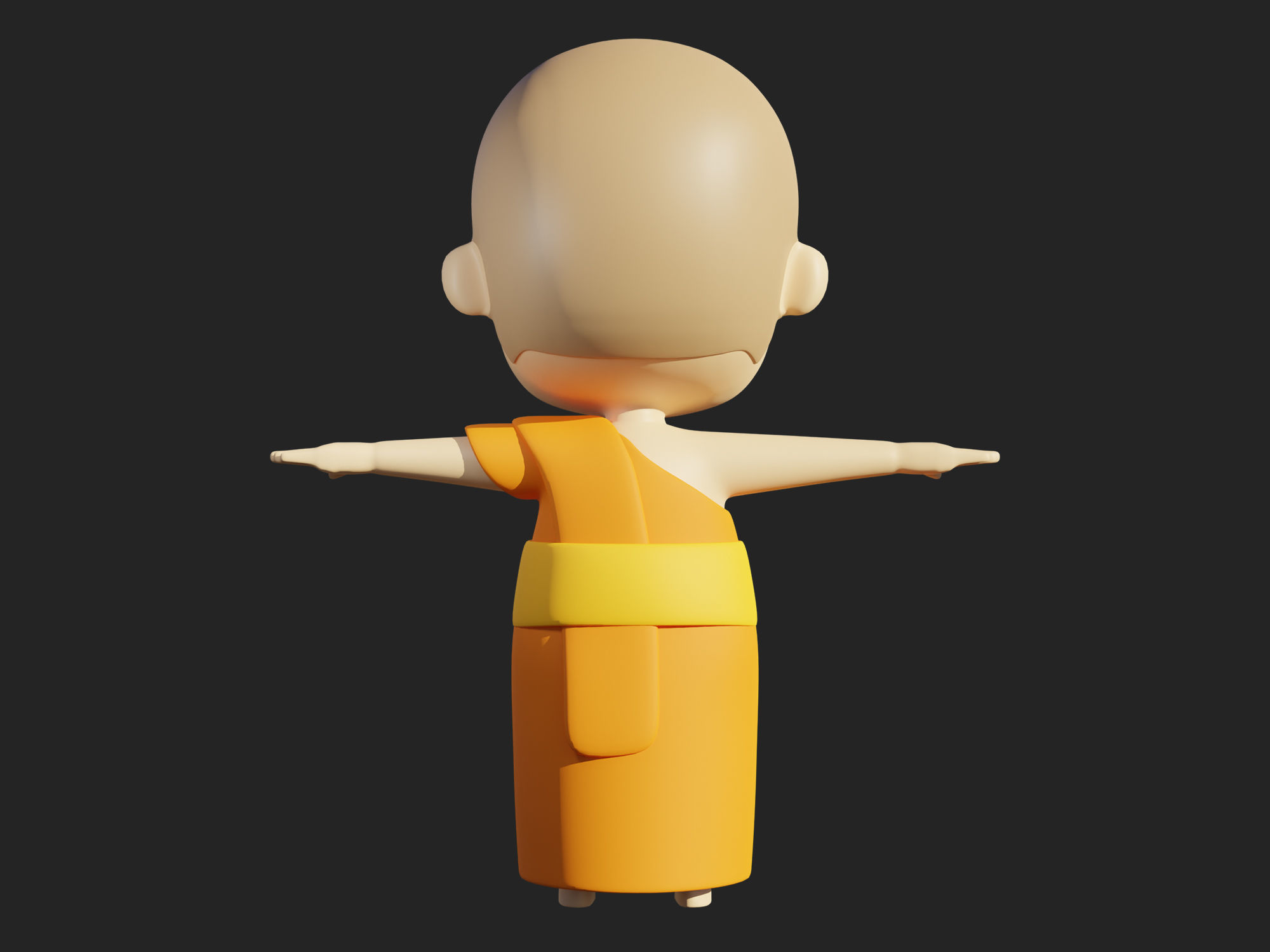 Character cartoon monk 3D model_3