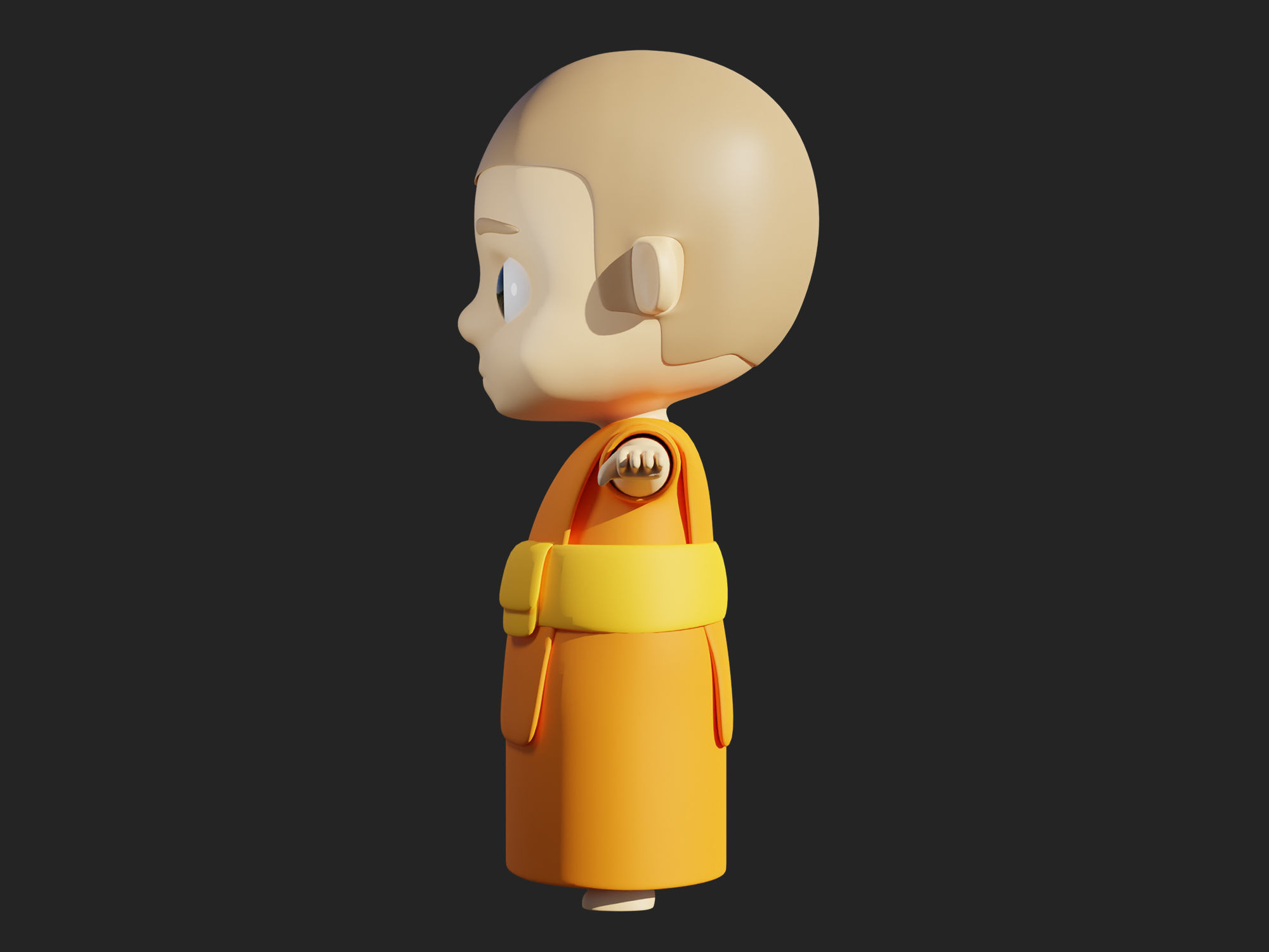 Character cartoon monk 3D model_1