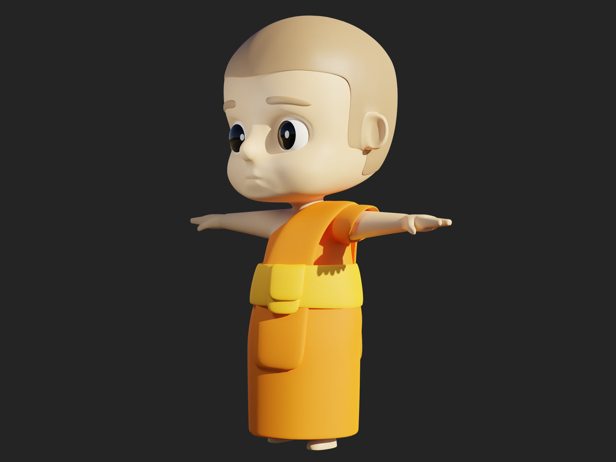 Character cartoon monk 3D model_2