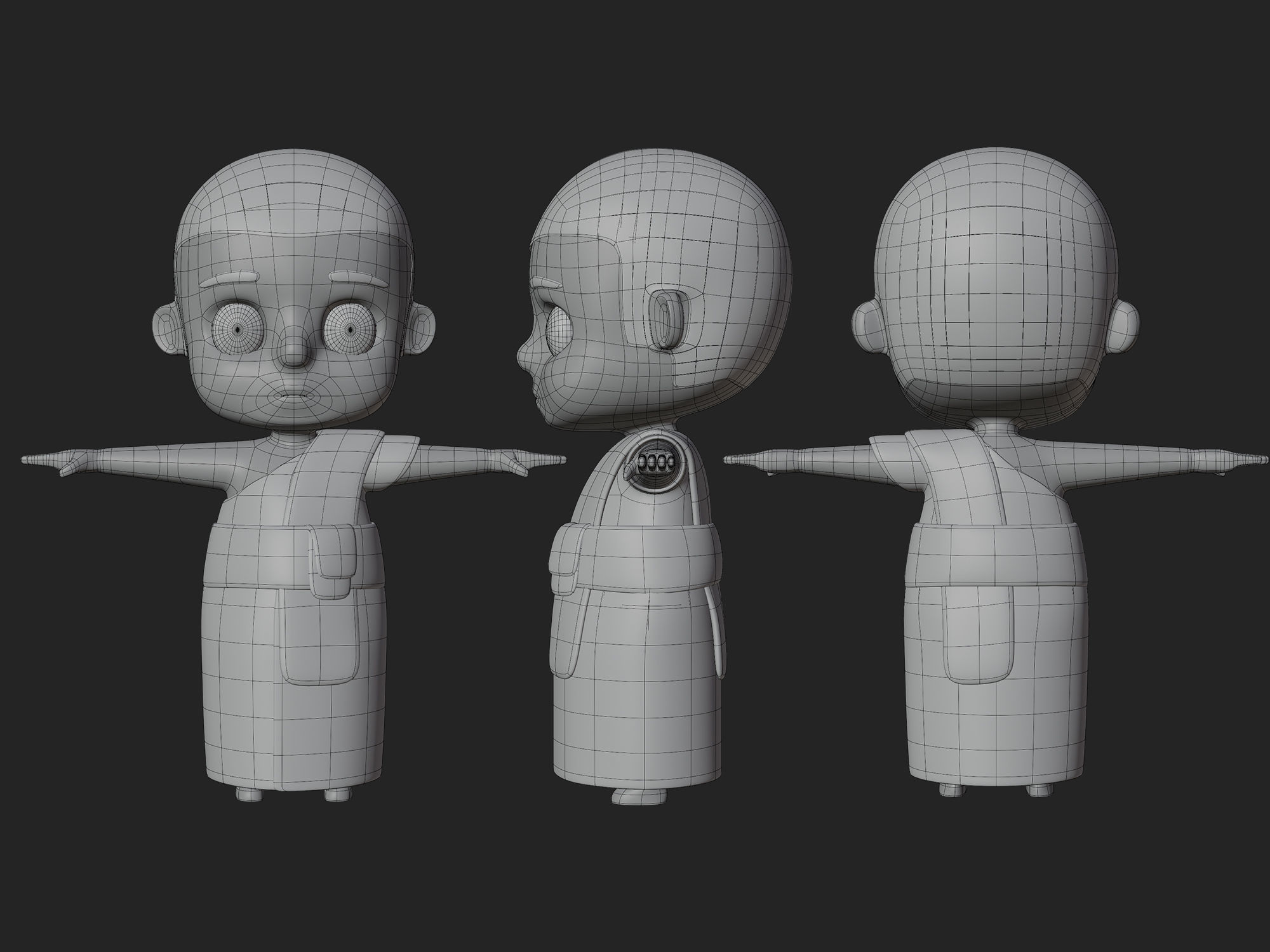 Character cartoon monk 3D model_9