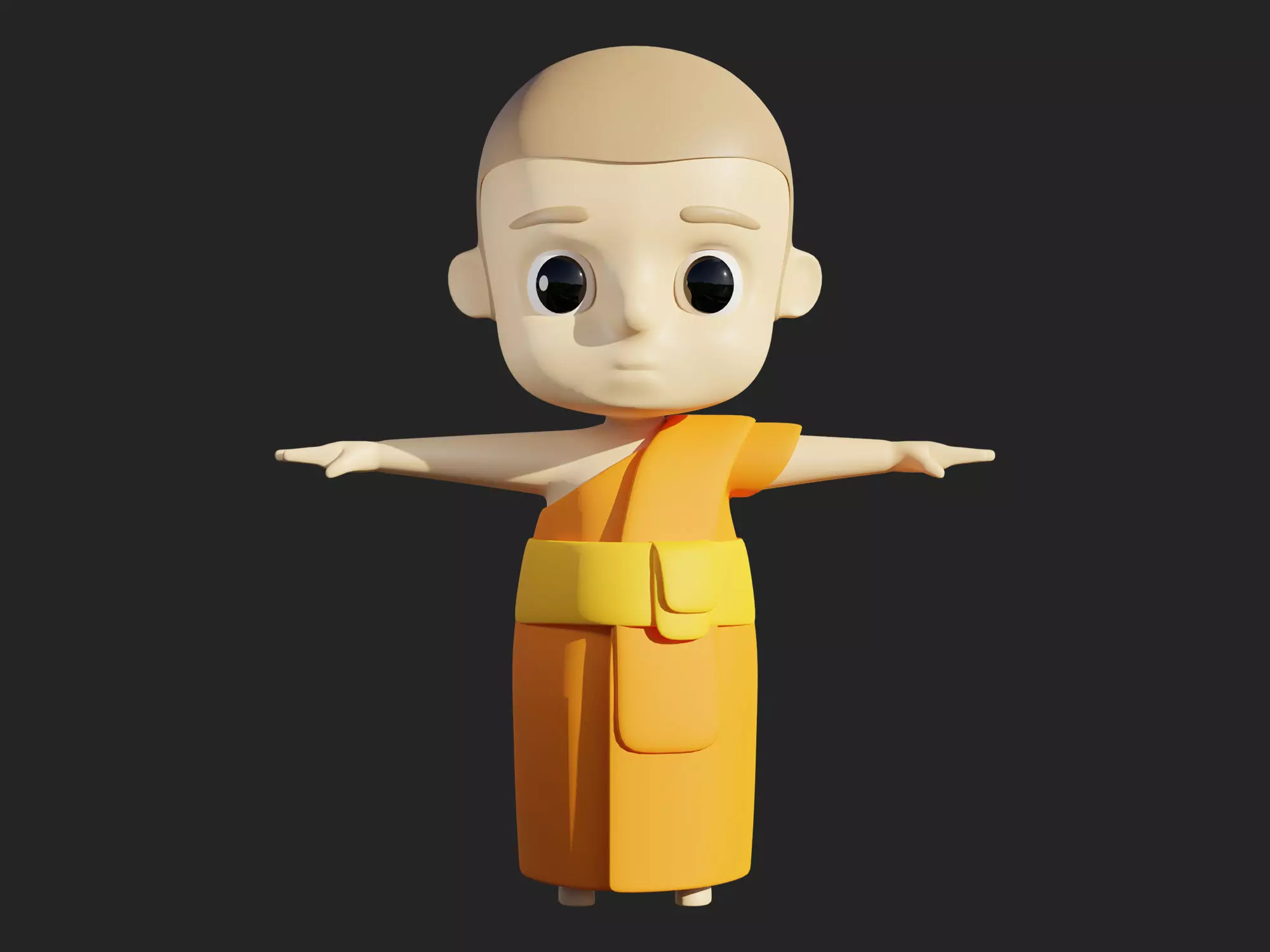 Character cartoon monk 3D model_0
