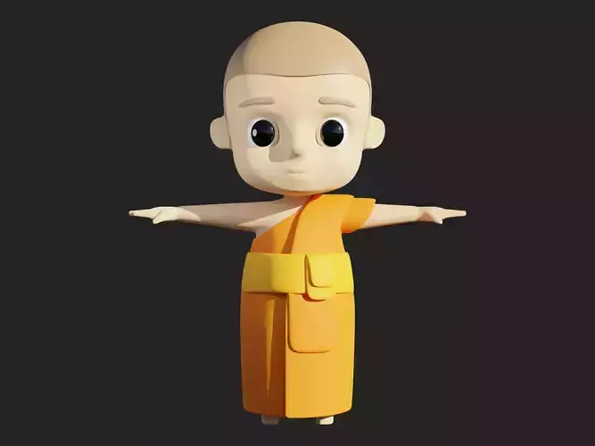 Character cartoon monk 3D model