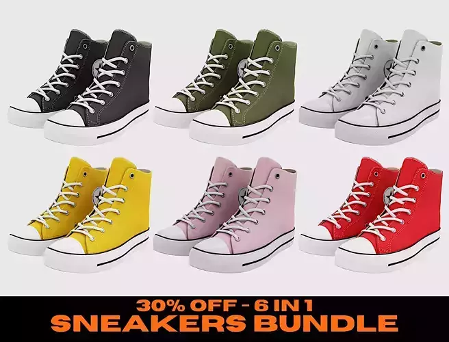 Converse All Star Style BUNDLE 3D Model Collection