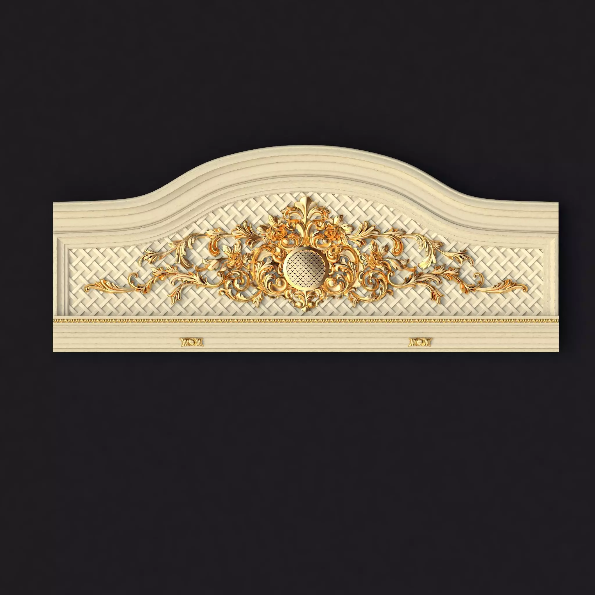 dekor ornate headboard gold 3D model_0