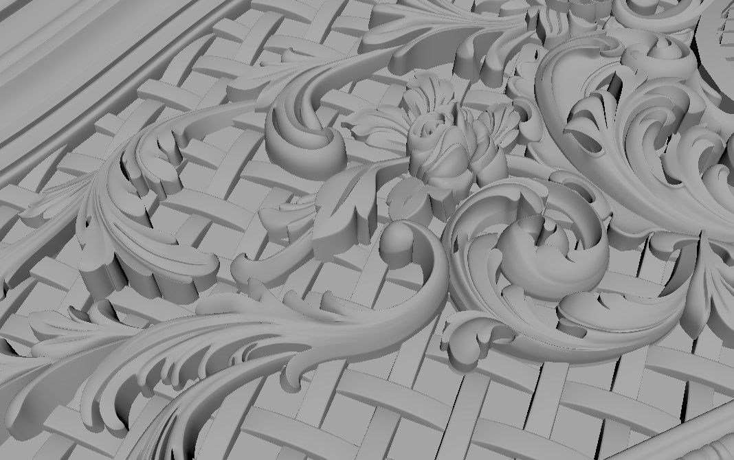 dekor ornate headboard gold 3D model_2