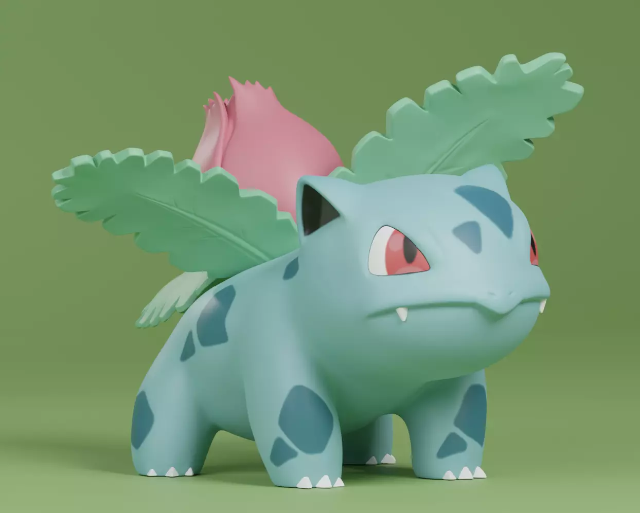 Ivysaur pokemon figurine with leaves 3D print model