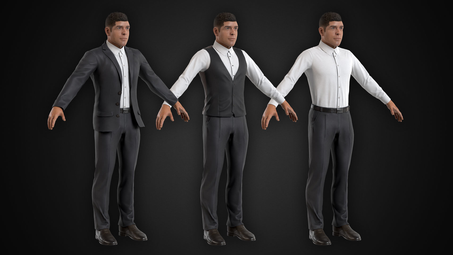 Man in Shirt Low-poly 3D model_5