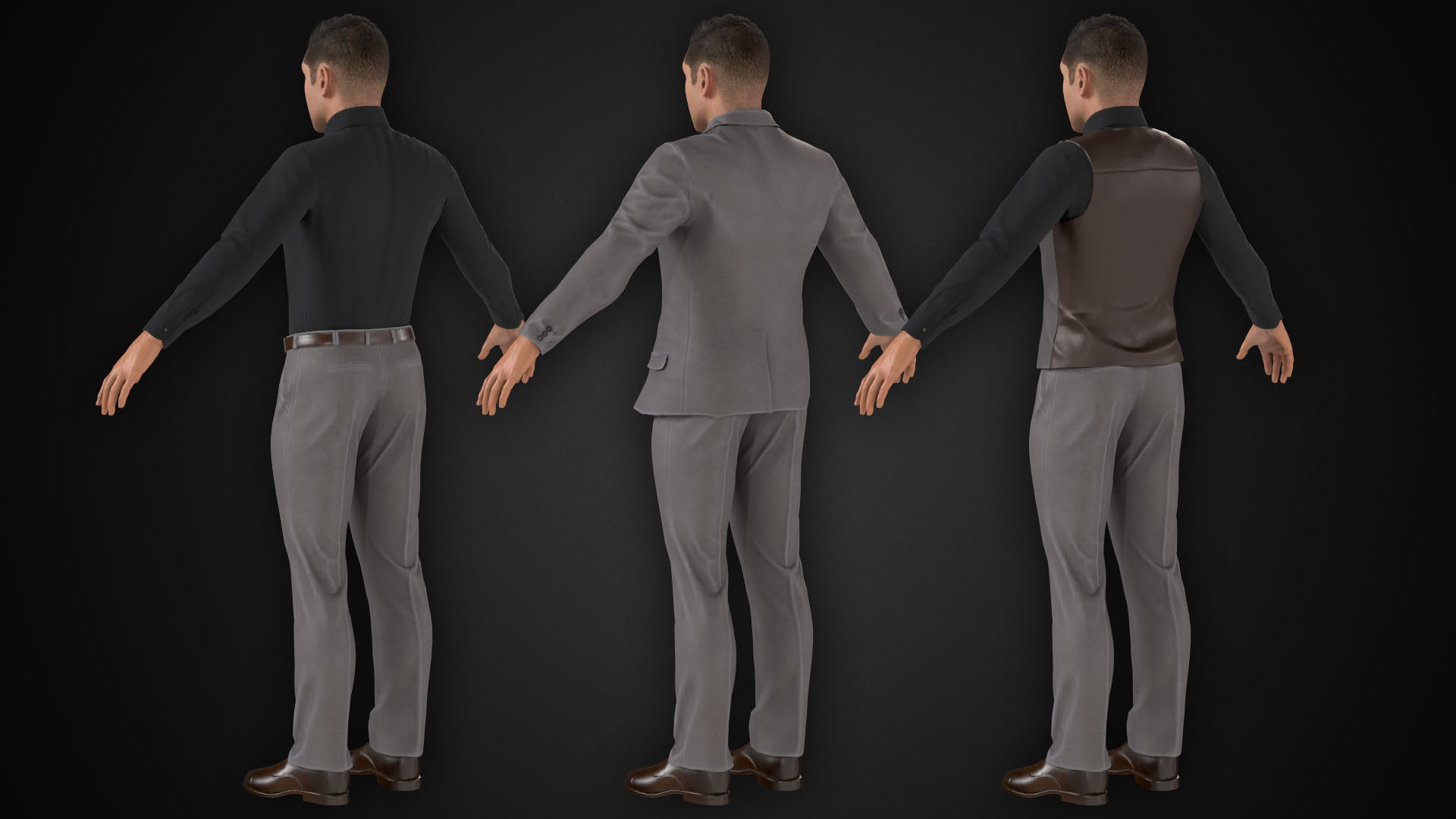 Man in Shirt Low-poly 3D model_8
