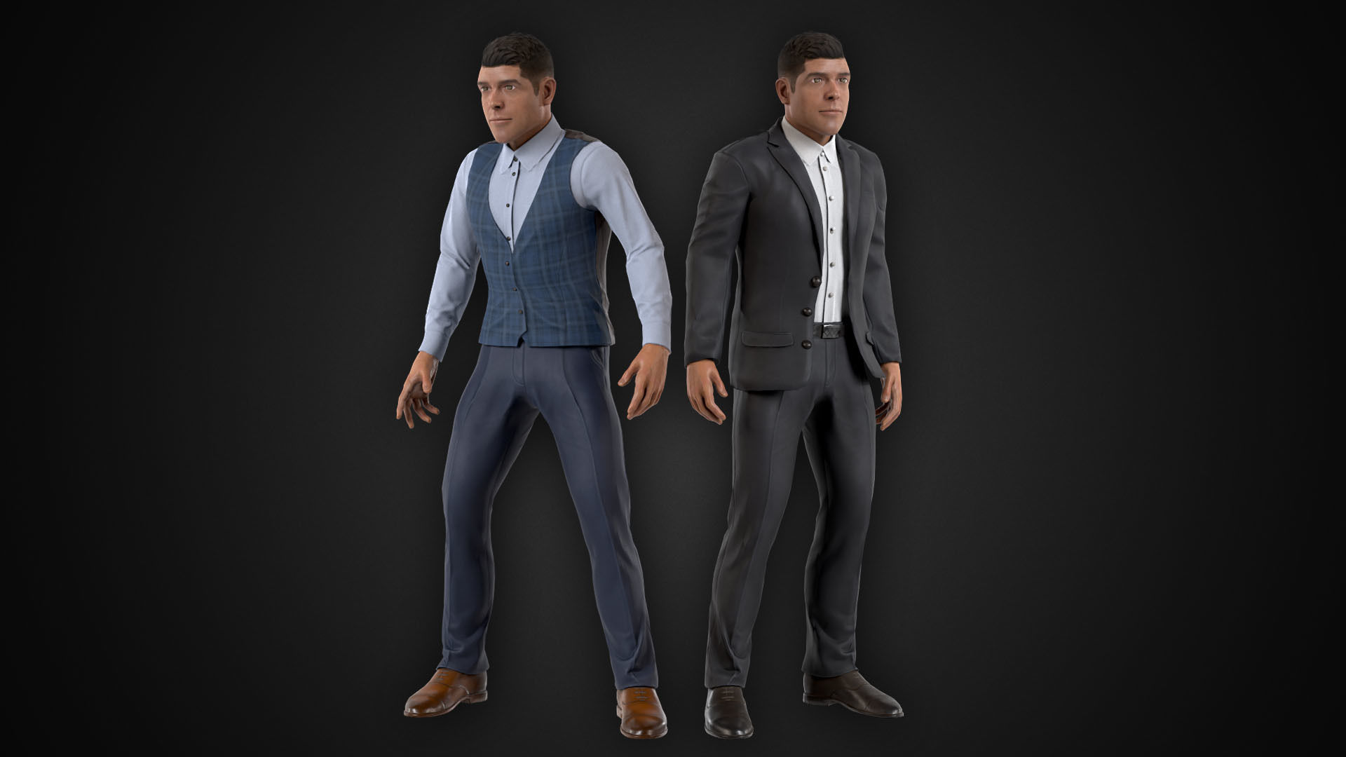 Man in Shirt Low-poly 3D model_3