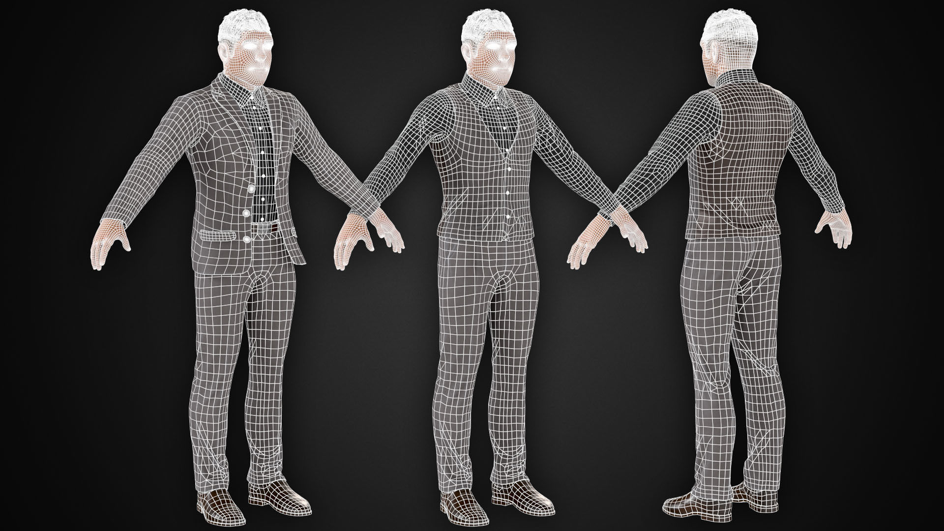 Man in Shirt Low-poly 3D model_9