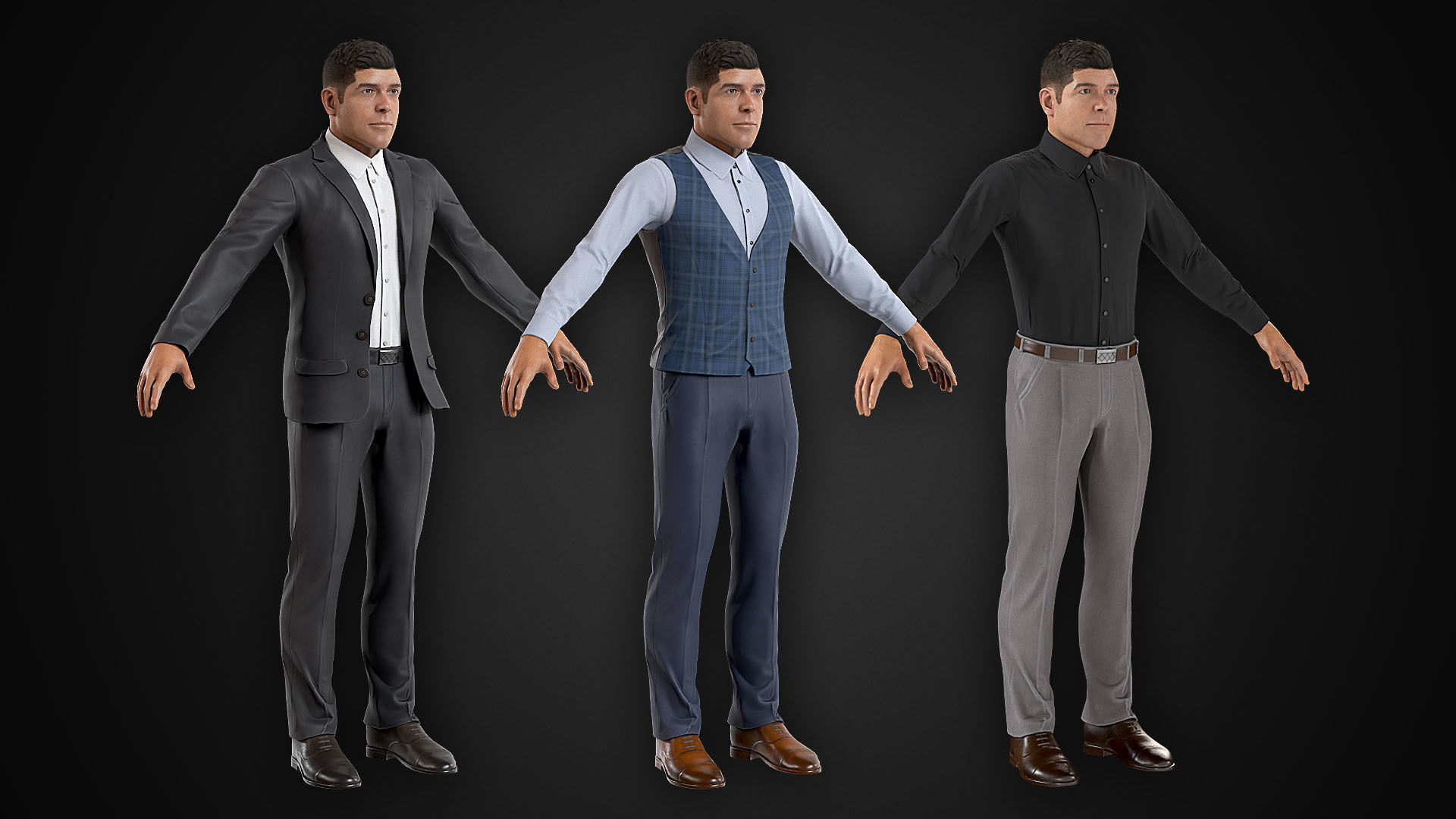 Man in Shirt Low-poly 3D model_4