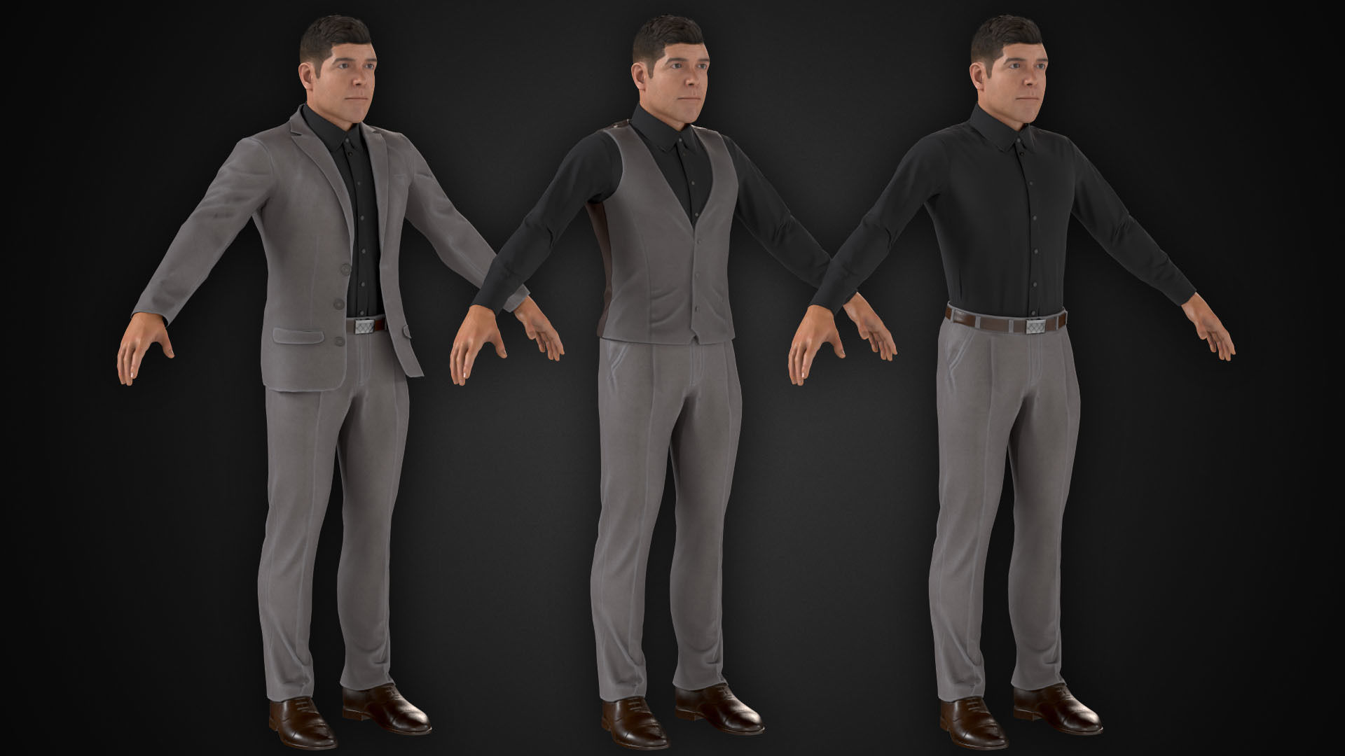 Man in Shirt Low-poly 3D model_7