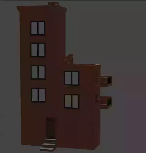 3D building with balconies