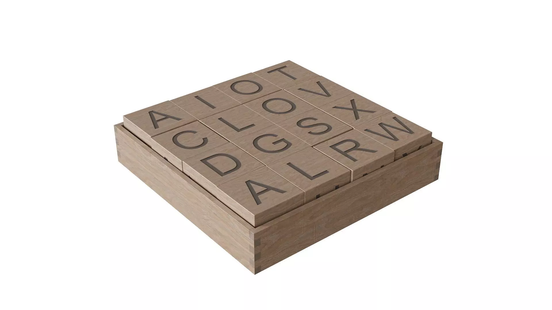 Wooden Alphabet Blocks Low-poly 3D model_0