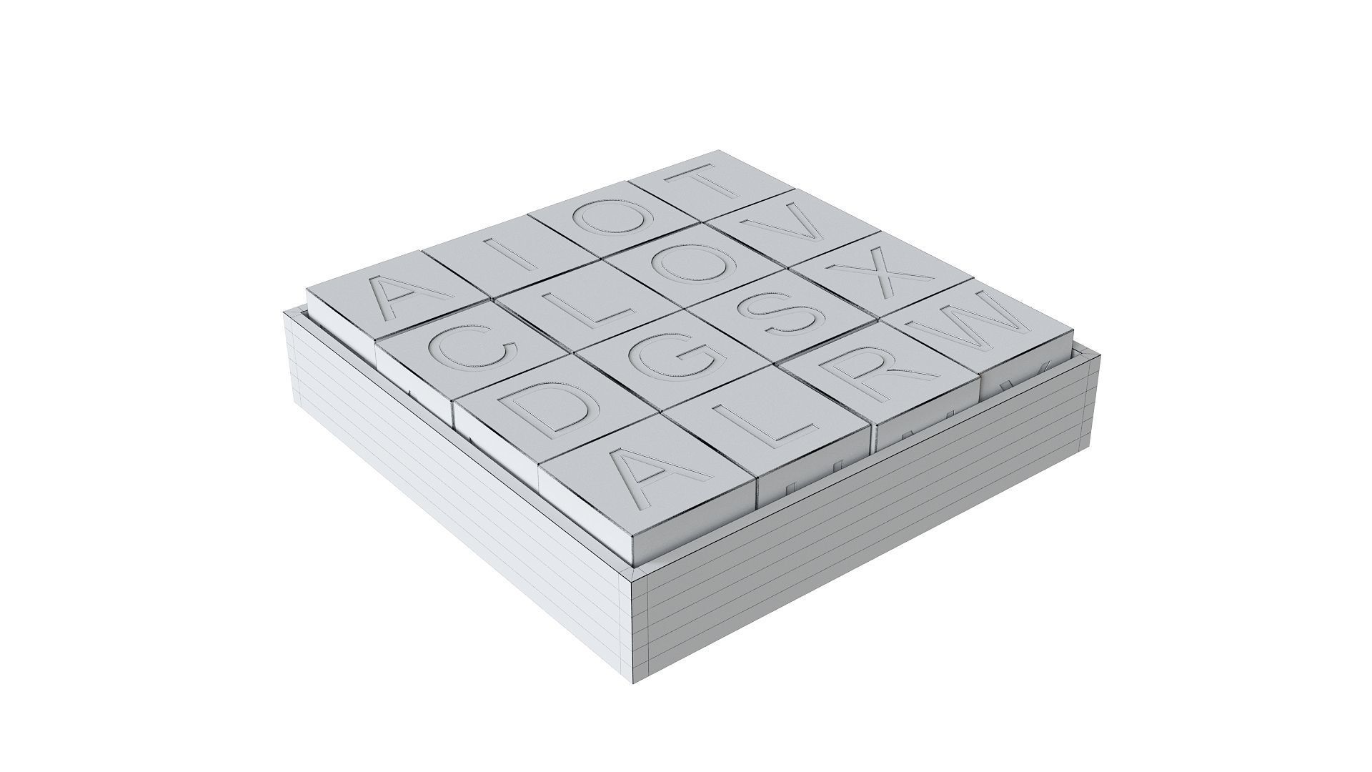 Wooden Alphabet Blocks Low-poly 3D model_1