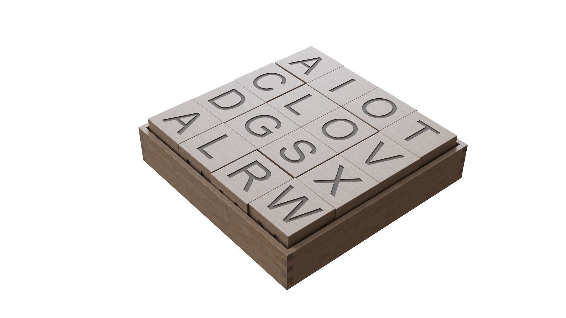Wooden Alphabet Blocks Low-poly 3D model_4