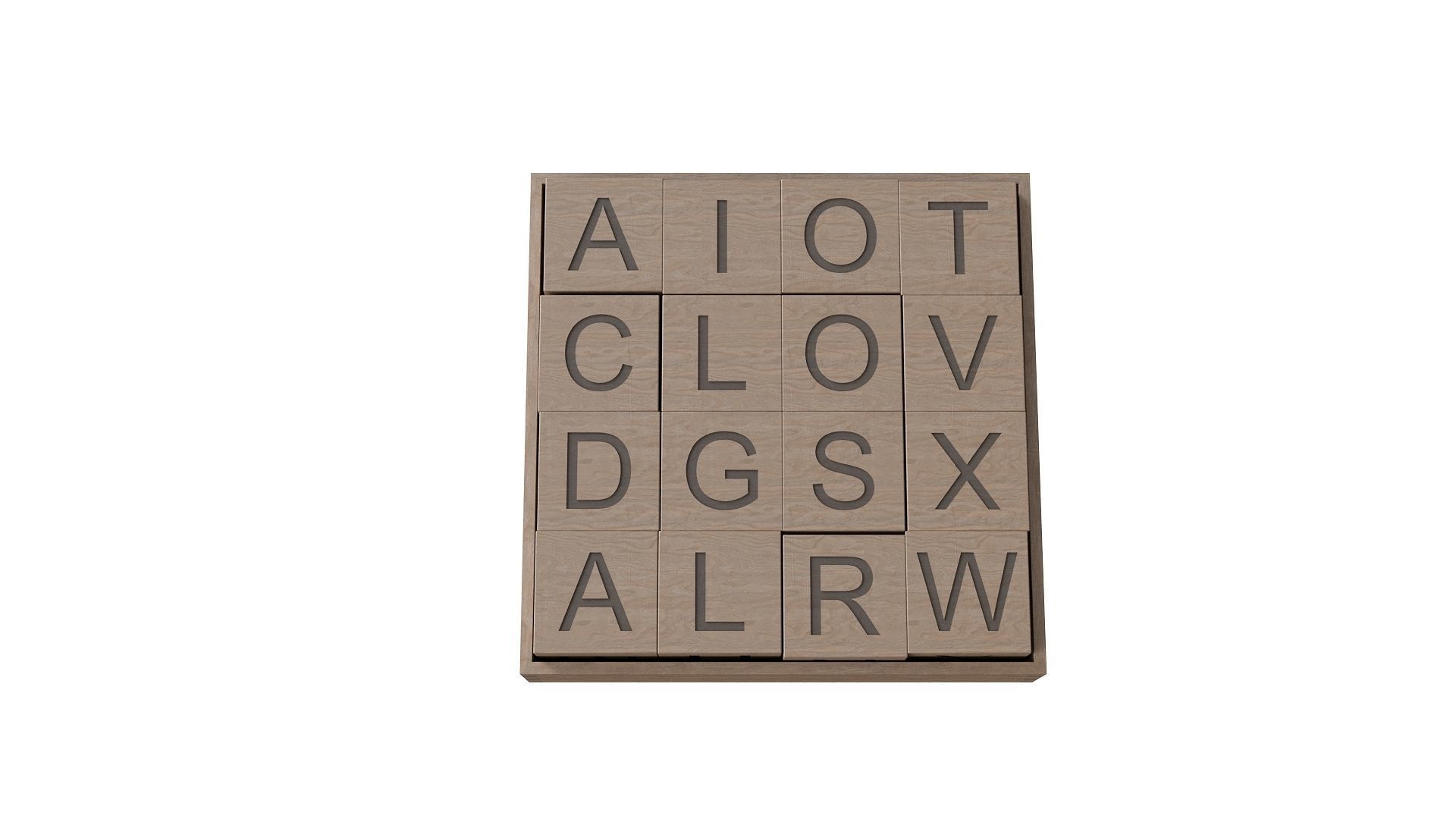 Wooden Alphabet Blocks Low-poly 3D model_3