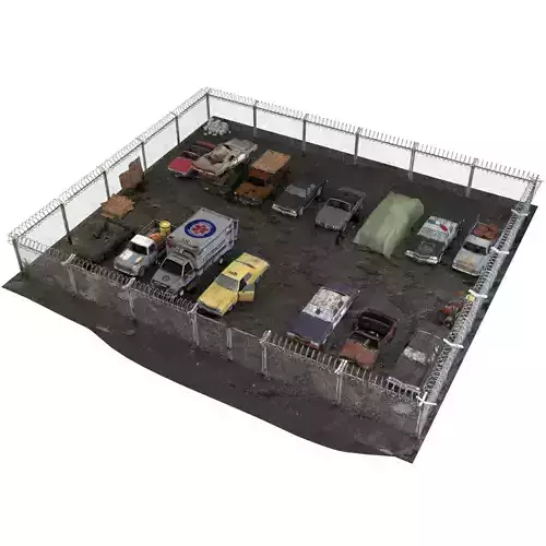 Old Rusty cars in an abandoned parking lot pack