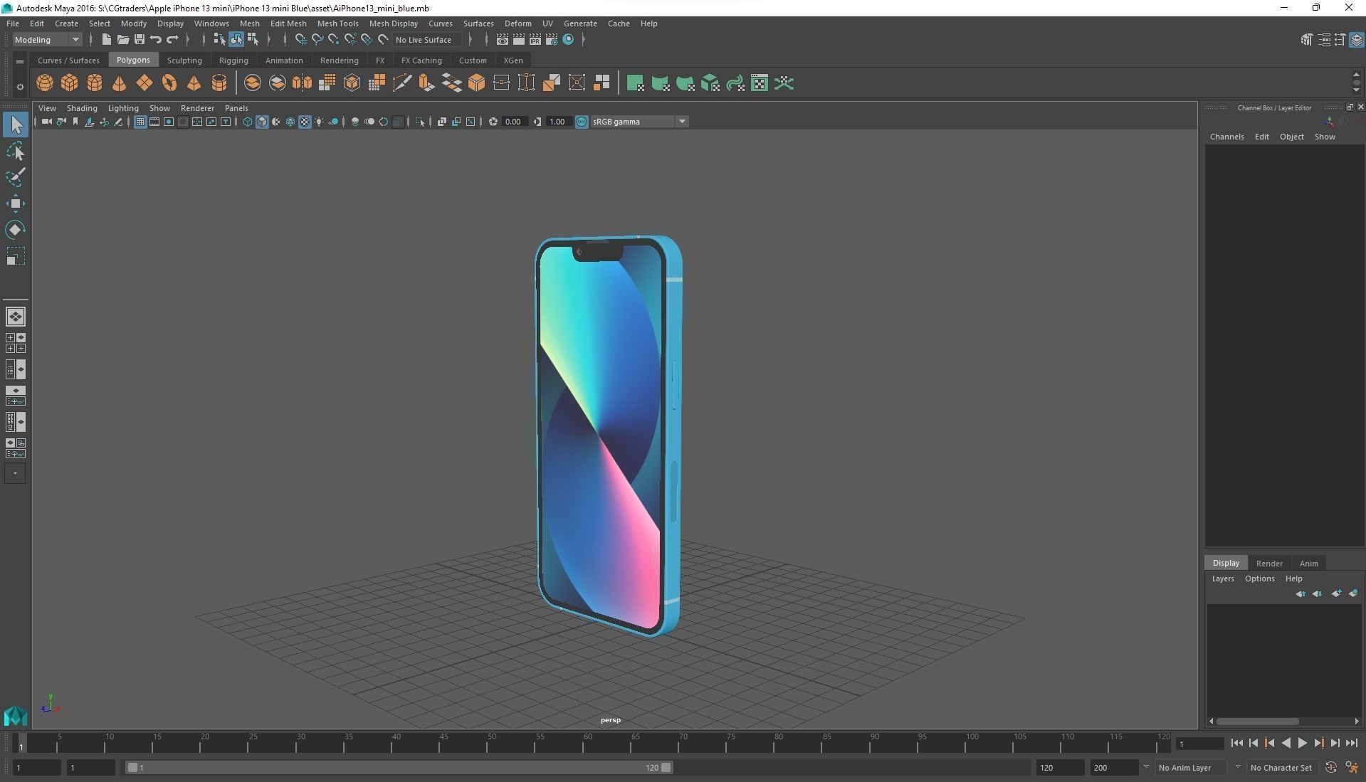 Apple iPhone 13 mini Blue Low-poly 3D model_28
