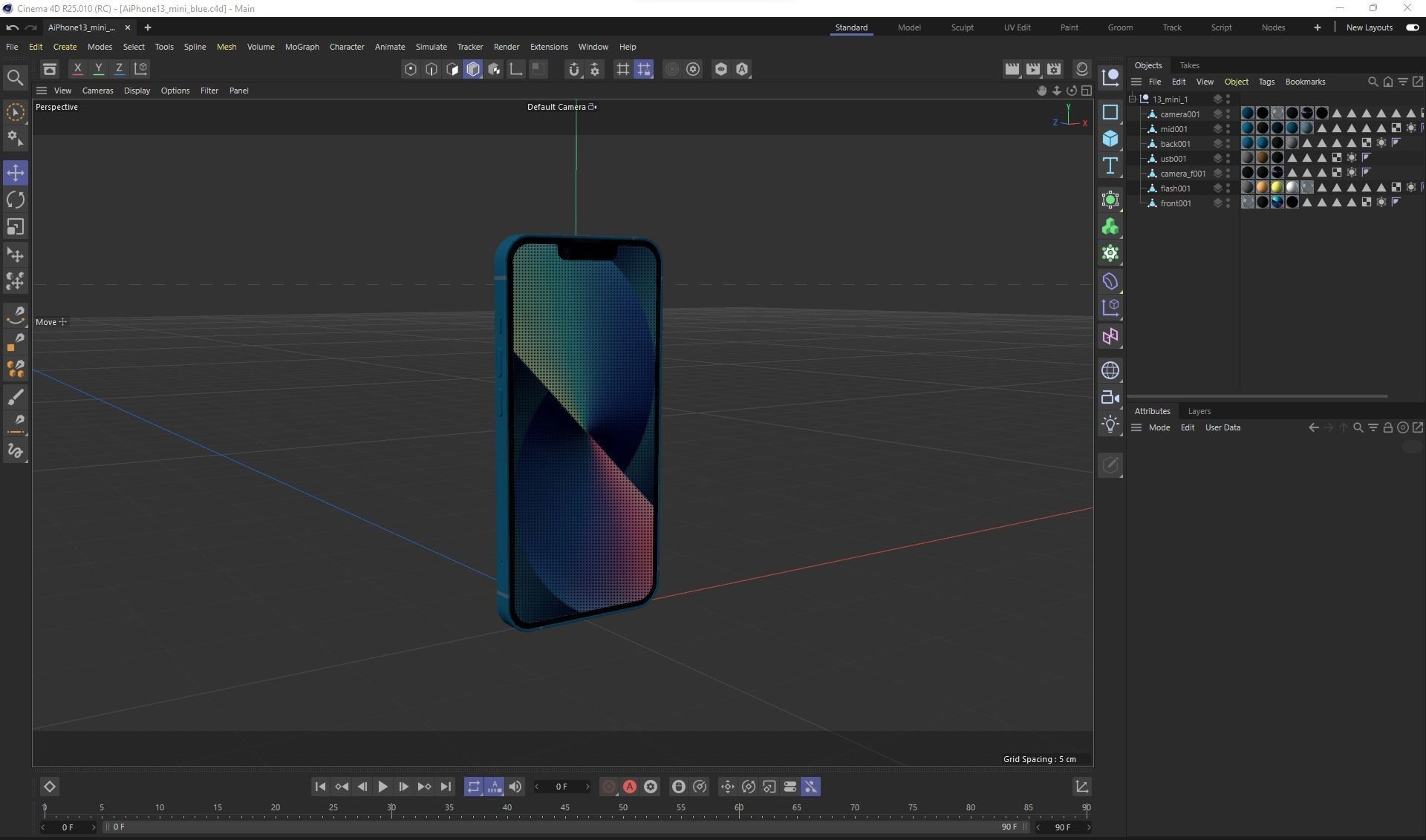 Apple iPhone 13 mini Blue Low-poly 3D model_29