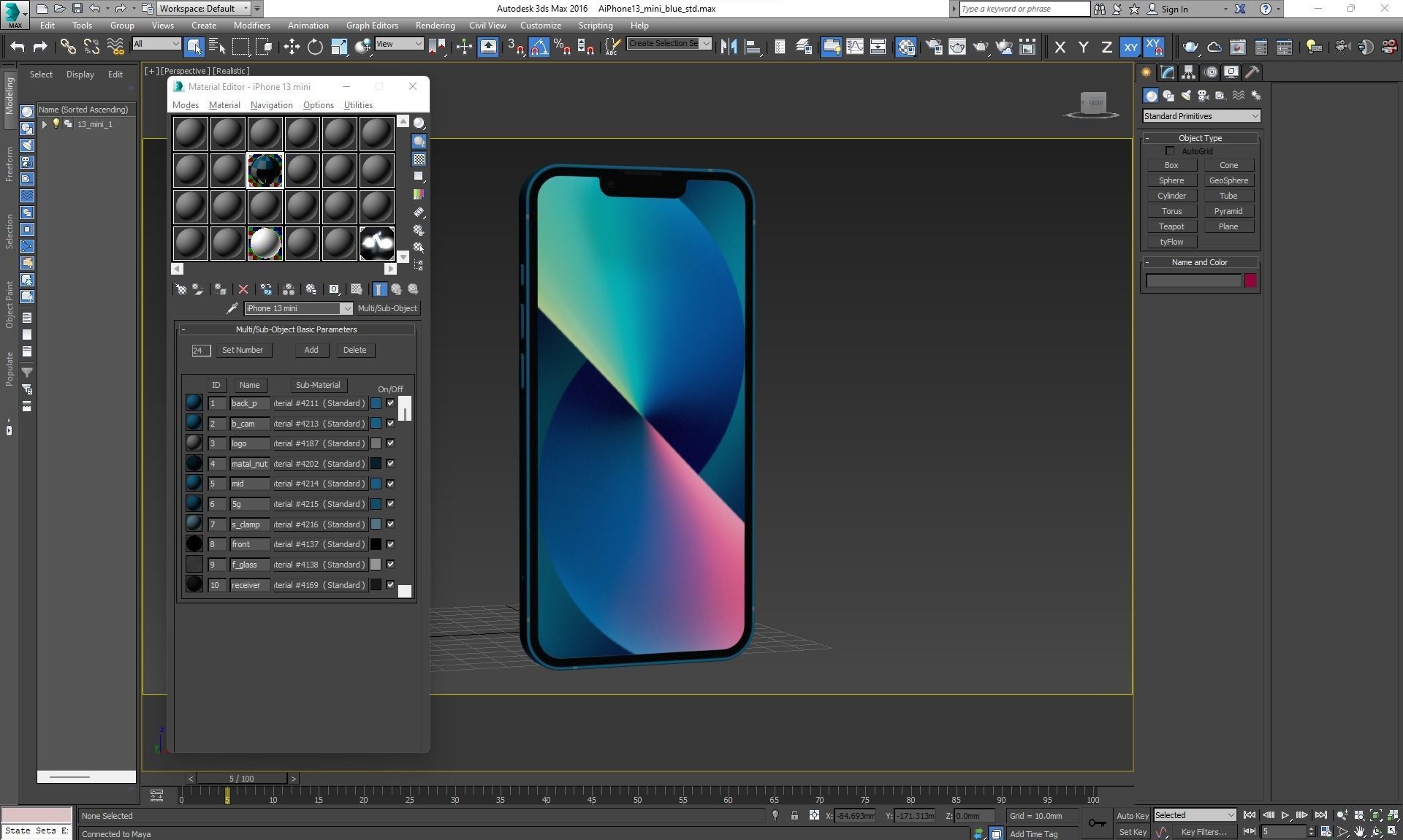 Apple iPhone 13 mini Blue Low-poly 3D model_27