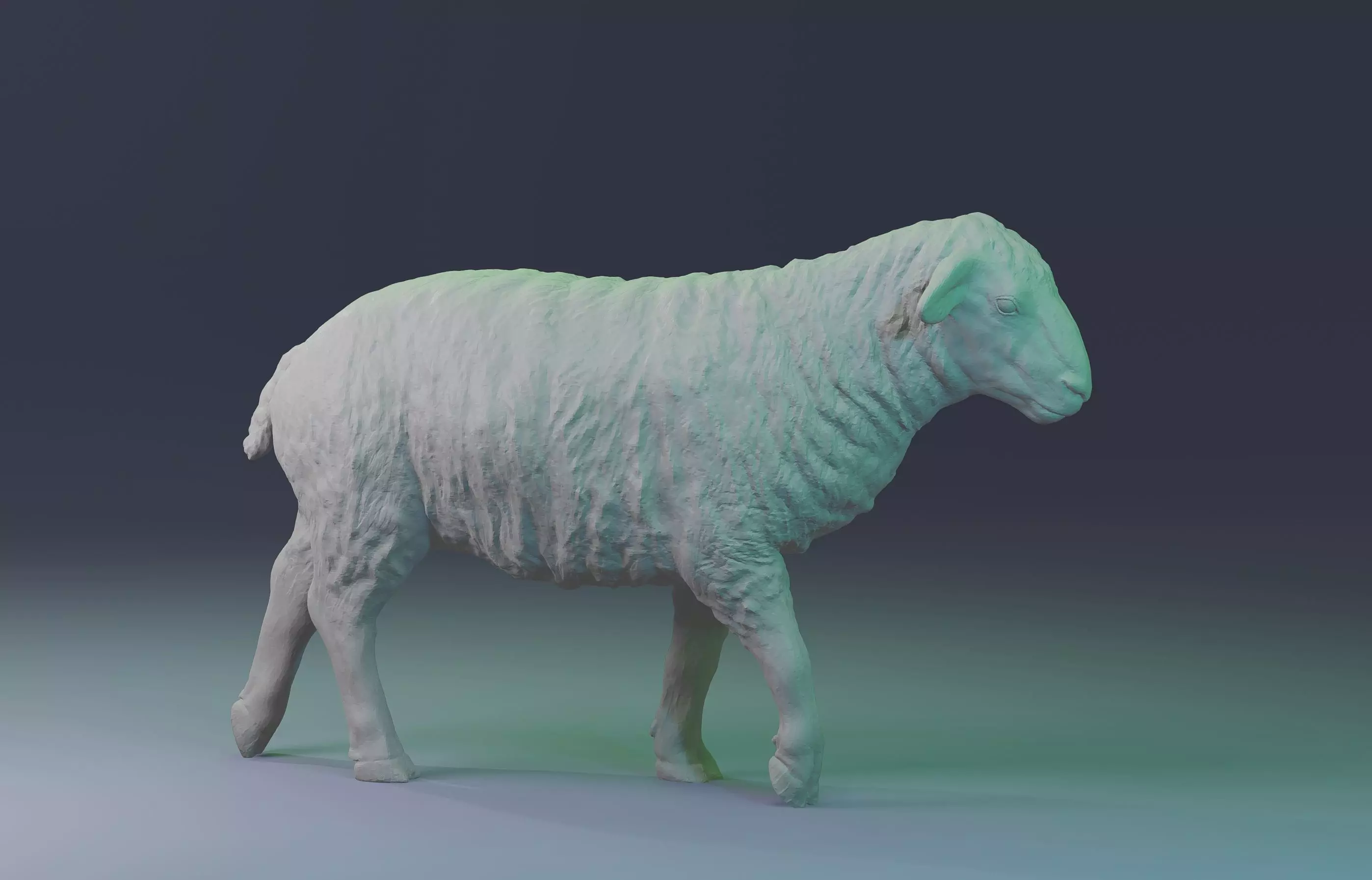 Realistic sheep optimized for printing  walking version 3D print model_0