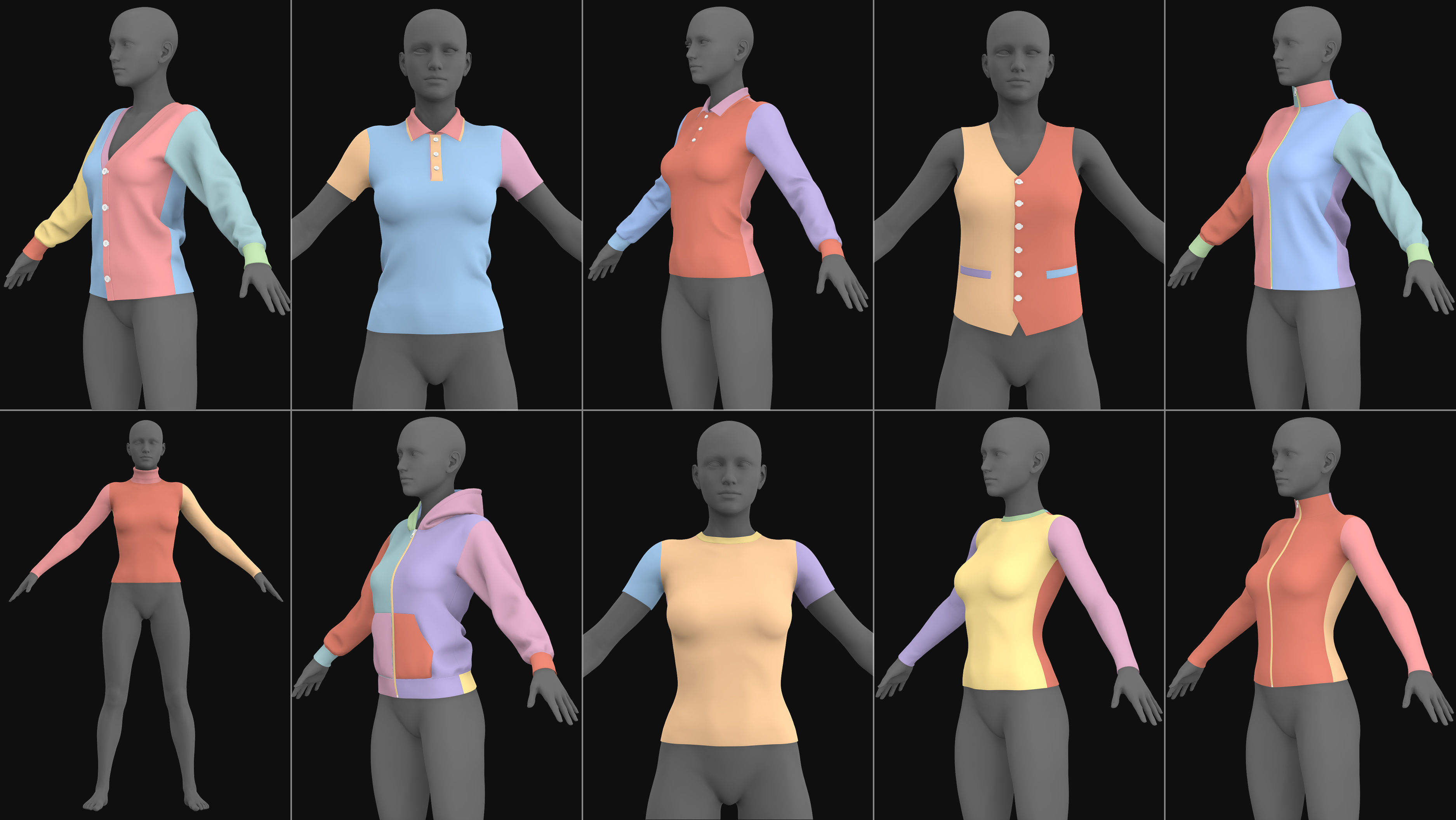 Female and male basic clothes pack MD Clo 3D zprj obj 3D model_8