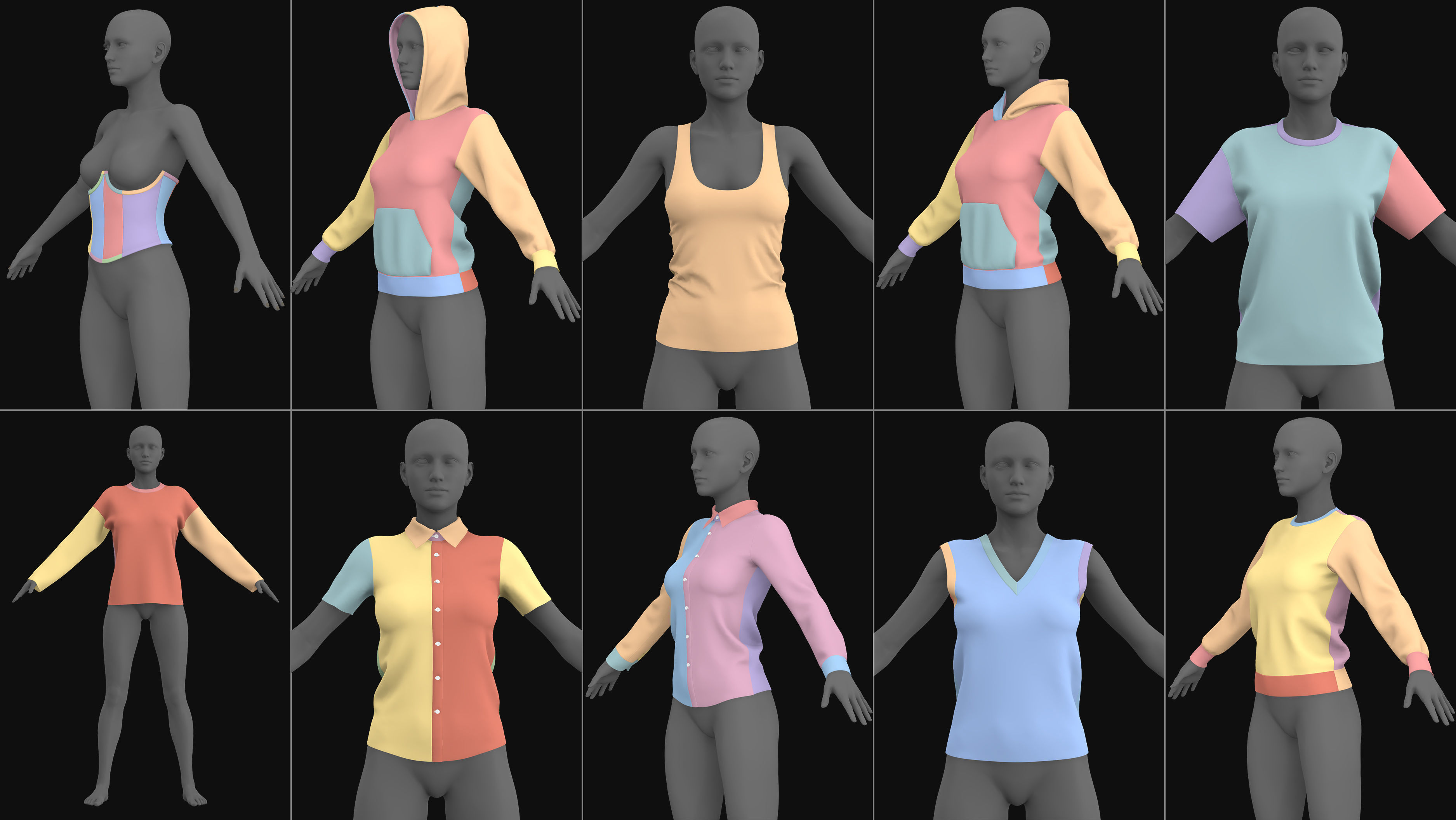 Female and male basic clothes pack MD Clo 3D zprj obj 3D model_7