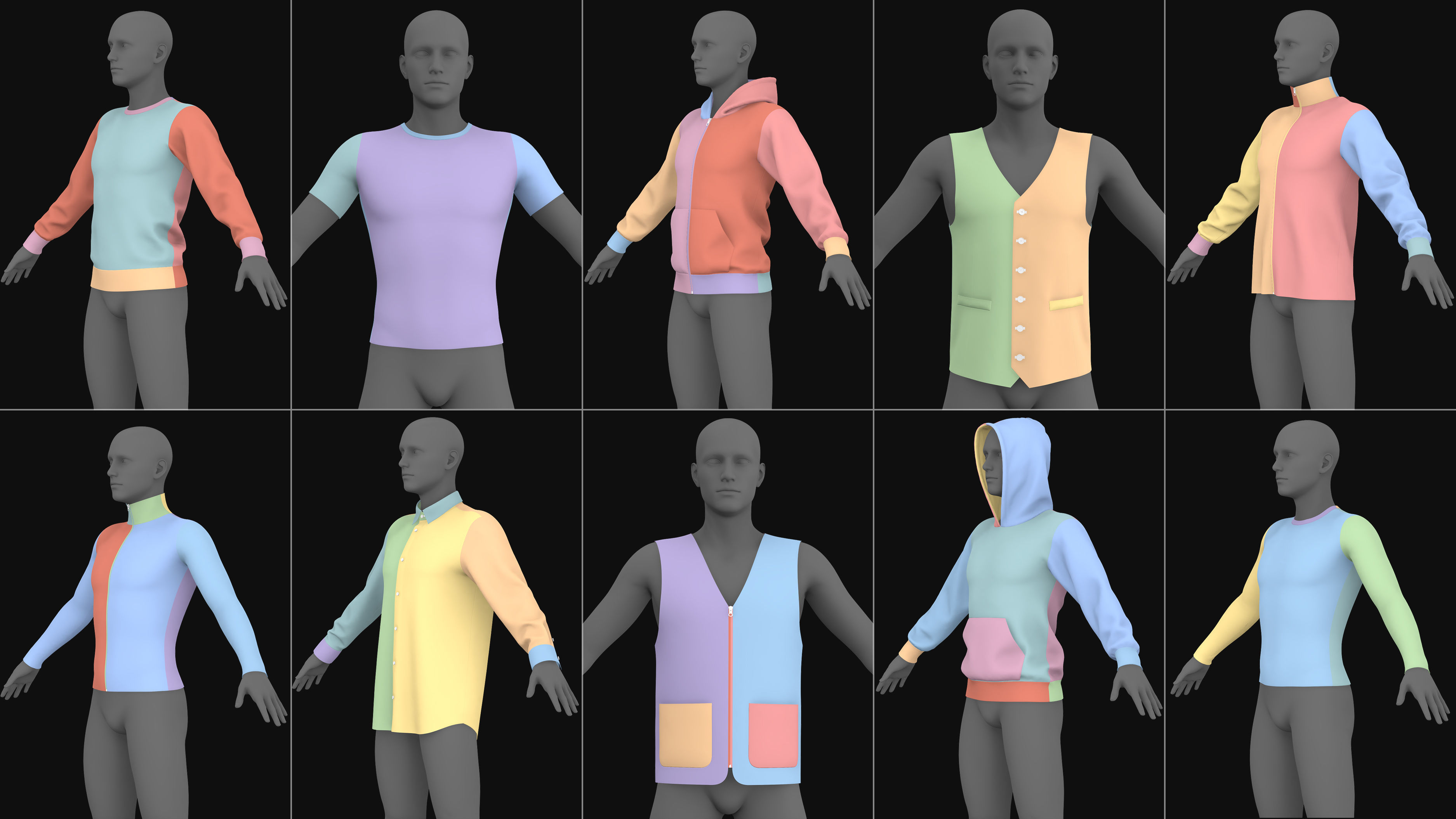 Female and male basic clothes pack MD Clo 3D zprj obj 3D model_16