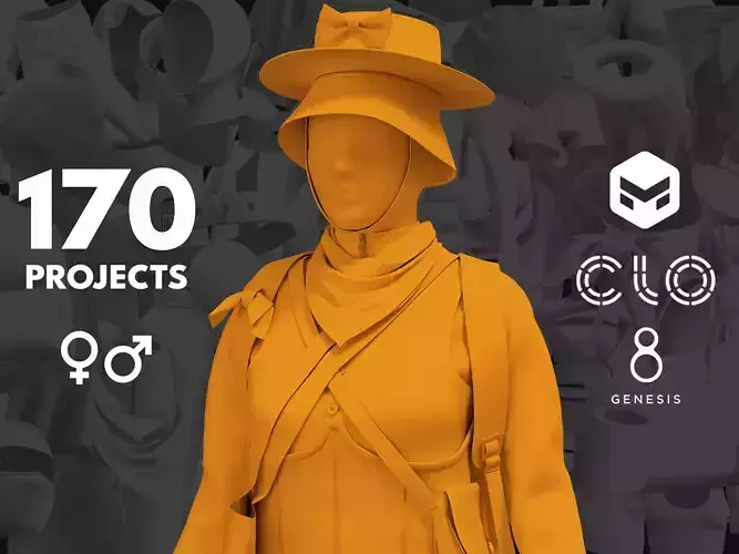 Female and male basic clothes pack MD Clo 3D zprj obj 3D model