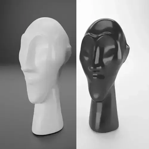 Ceramic head abstract minimal style sculpture for decoration