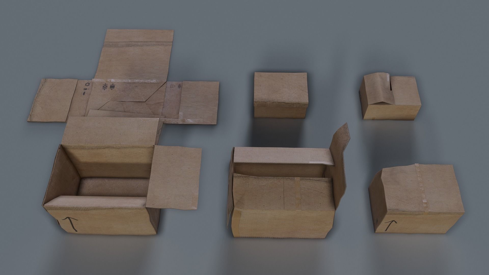 Cardboard boxes Low-poly 3D model_2