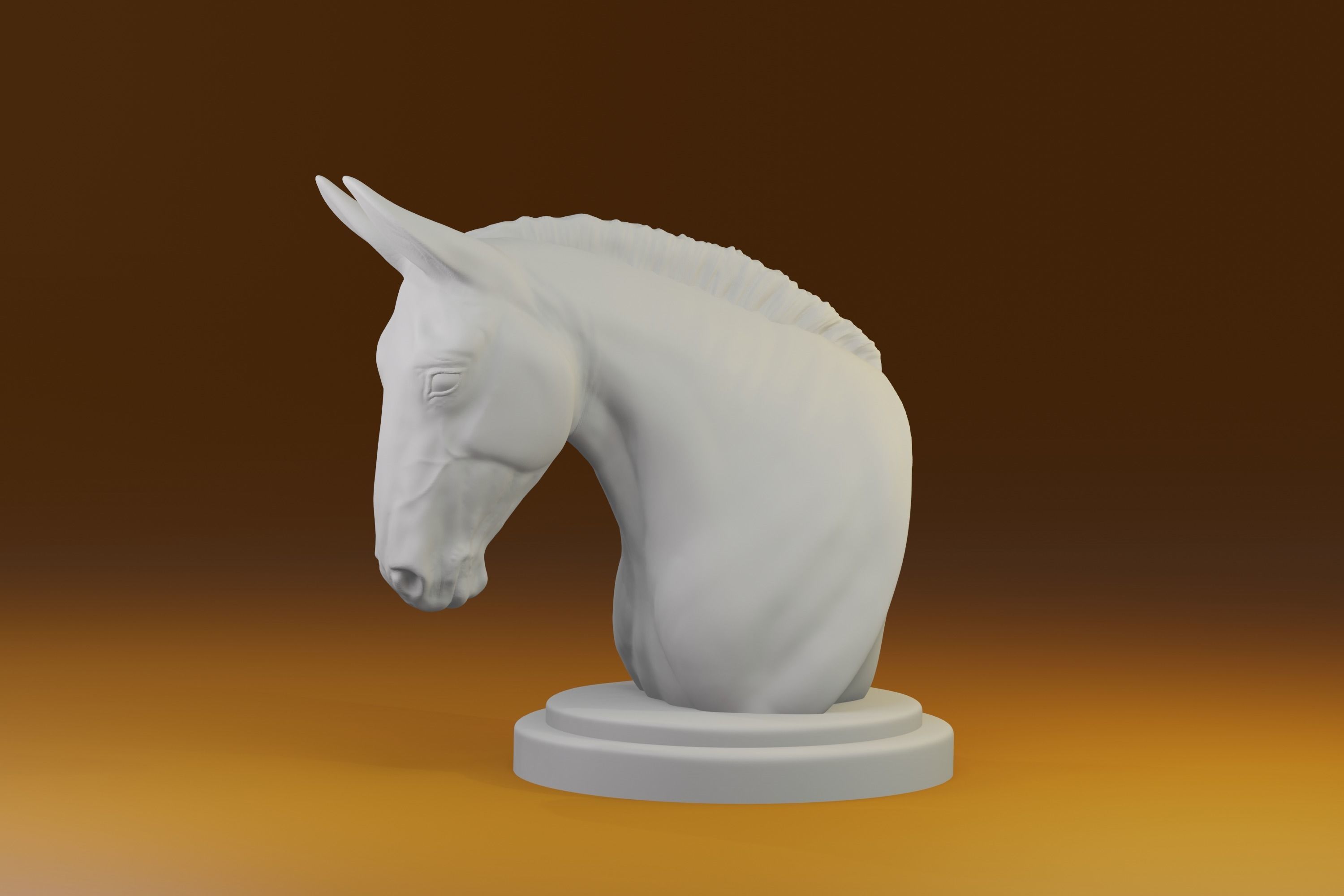 Mule Equidae Equus  donkey bust for printing 3D print model_4