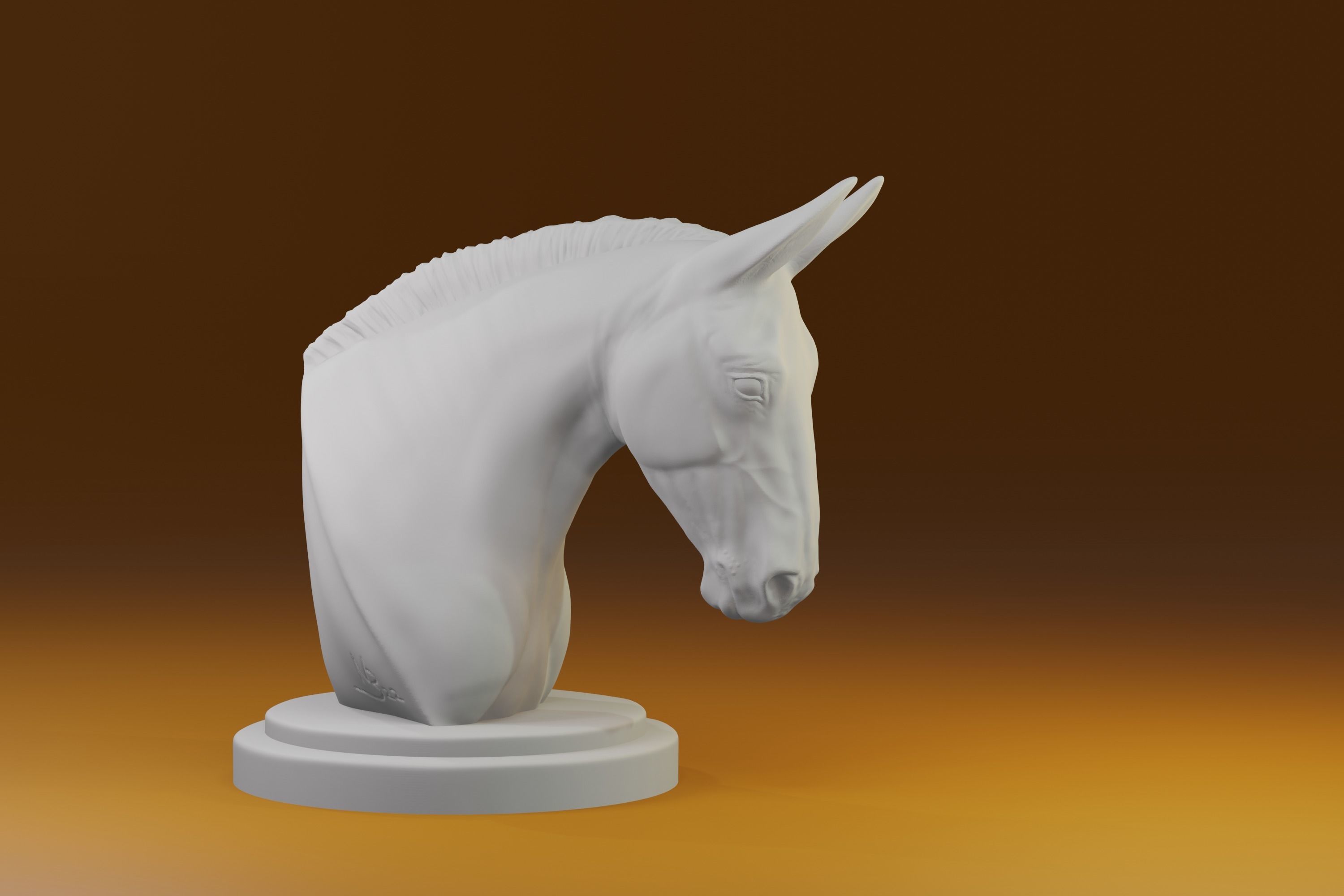 Mule Equidae Equus  donkey bust for printing 3D print model_1