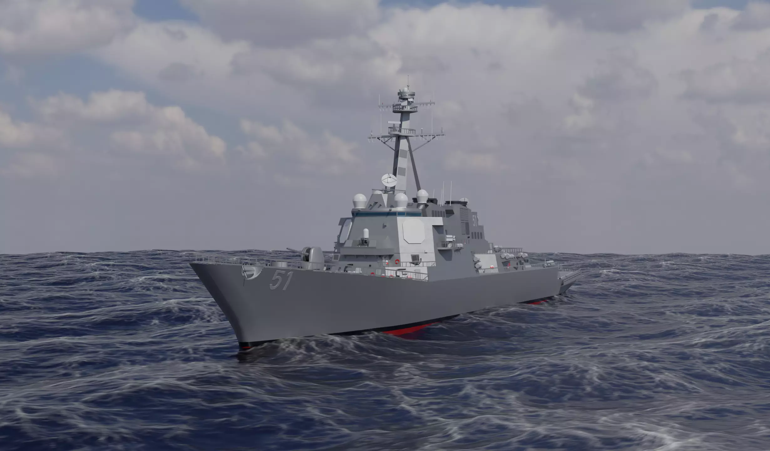 USS Arleigh Burke DDG 51 Low-poly 3D model_0