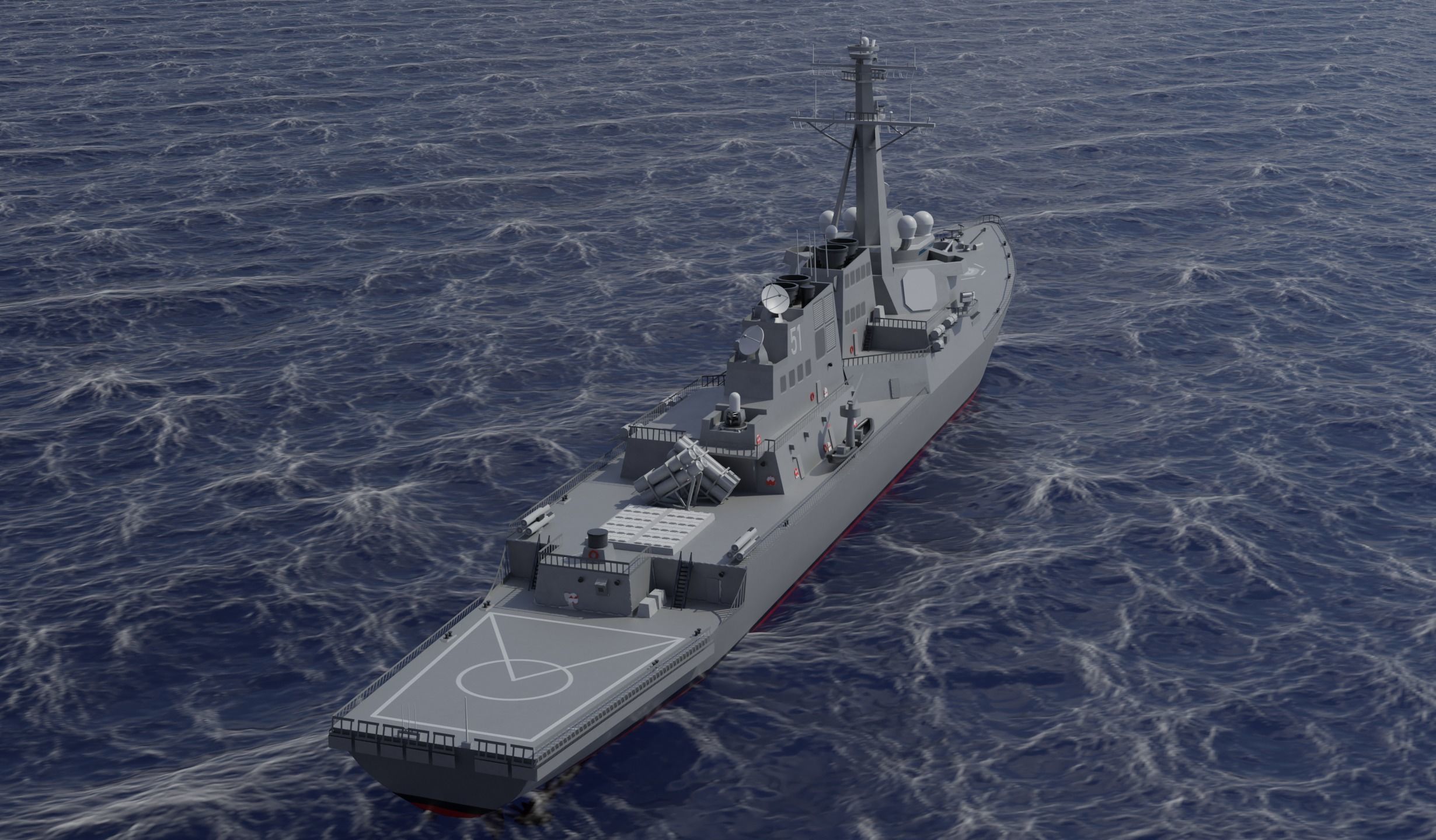 USS Arleigh Burke DDG 51 Low-poly 3D model_13