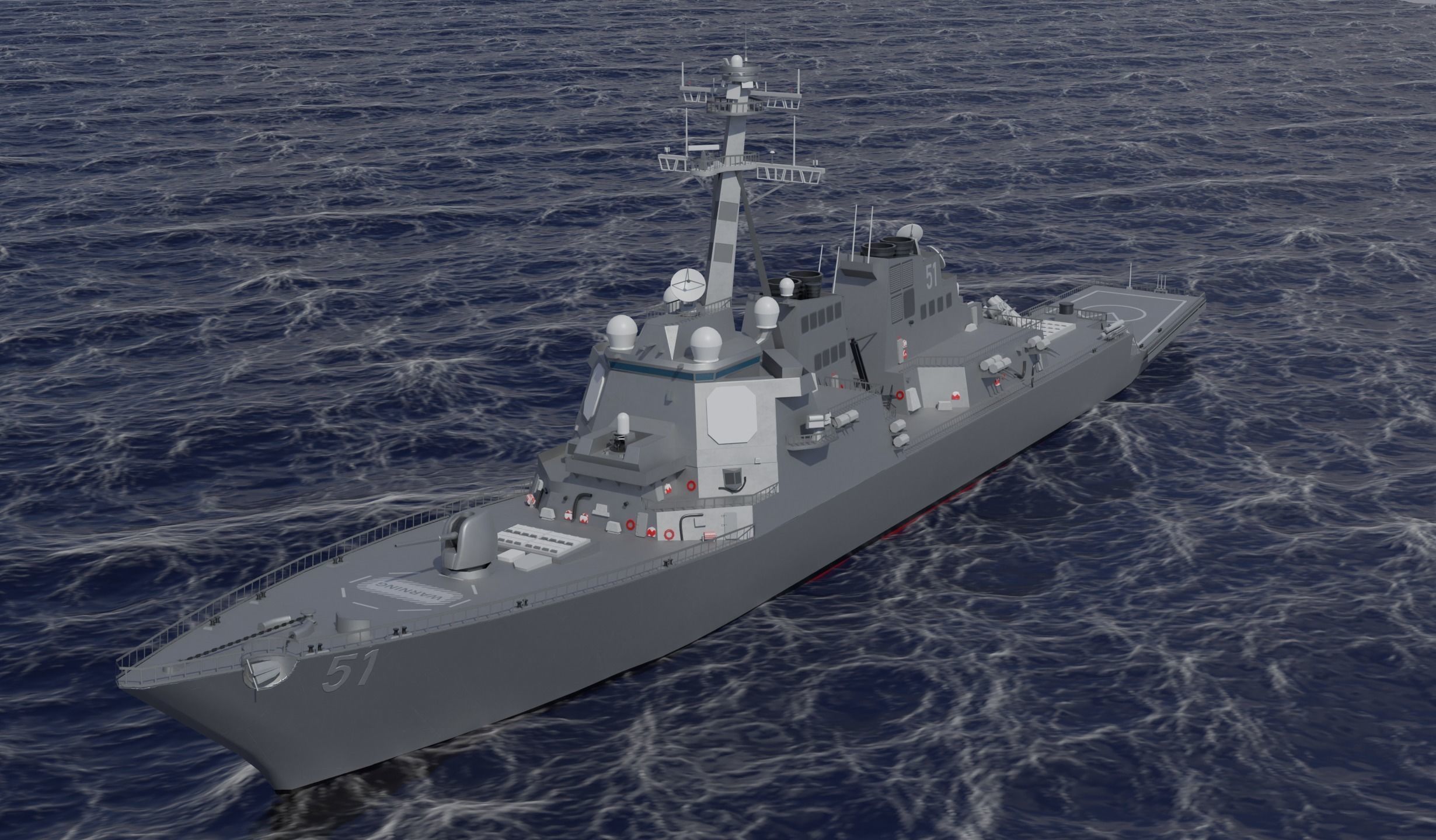 USS Arleigh Burke DDG 51 Low-poly 3D model_5