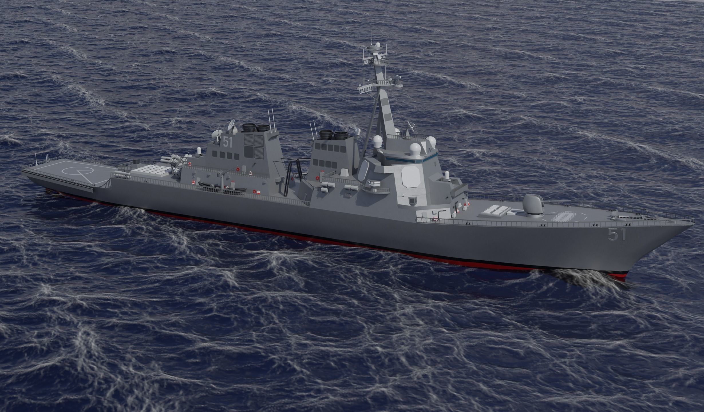 USS Arleigh Burke DDG 51 Low-poly 3D model_15