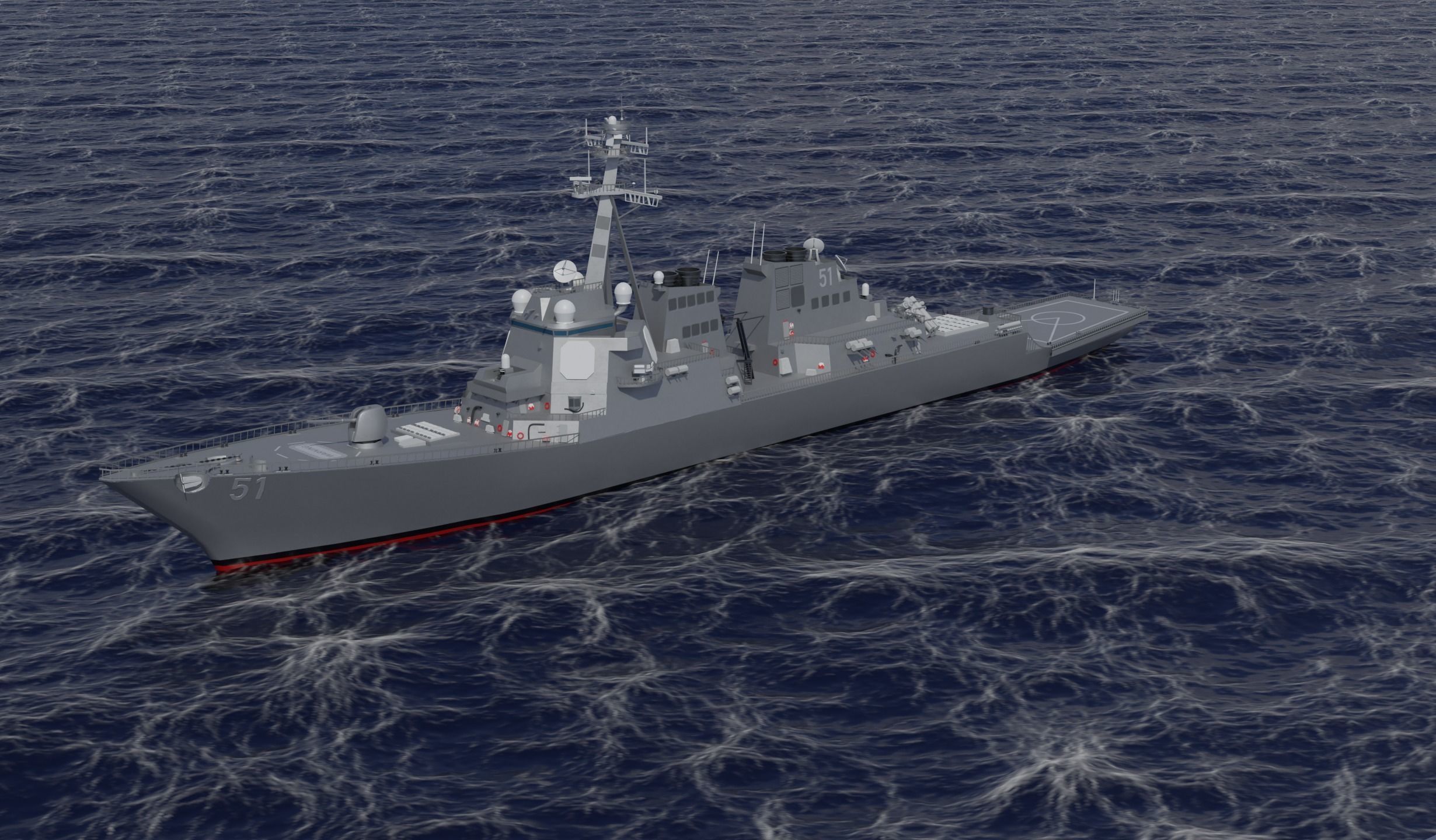 USS Arleigh Burke DDG 51 Low-poly 3D model_3