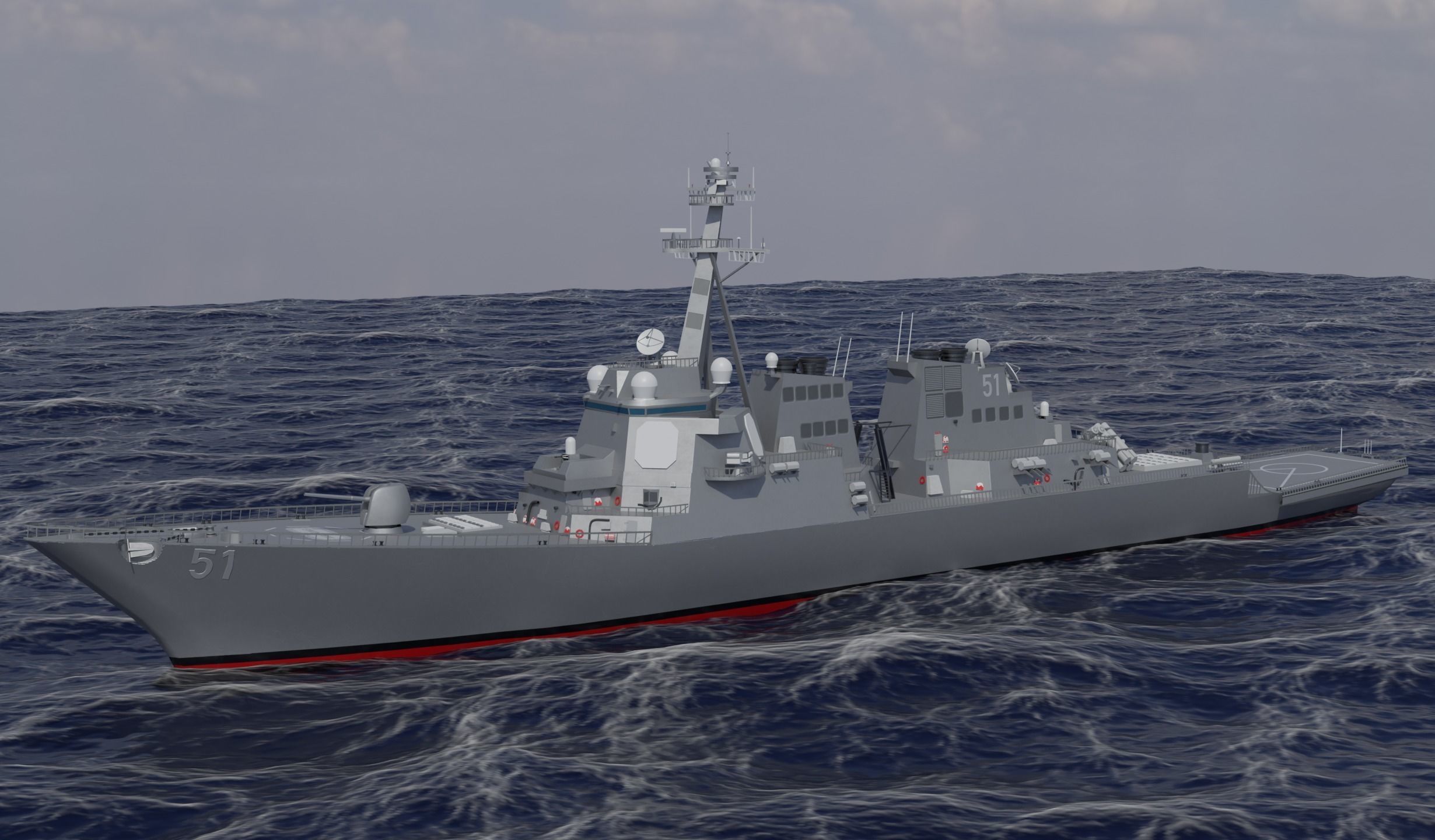 USS Arleigh Burke DDG 51 Low-poly 3D model_6