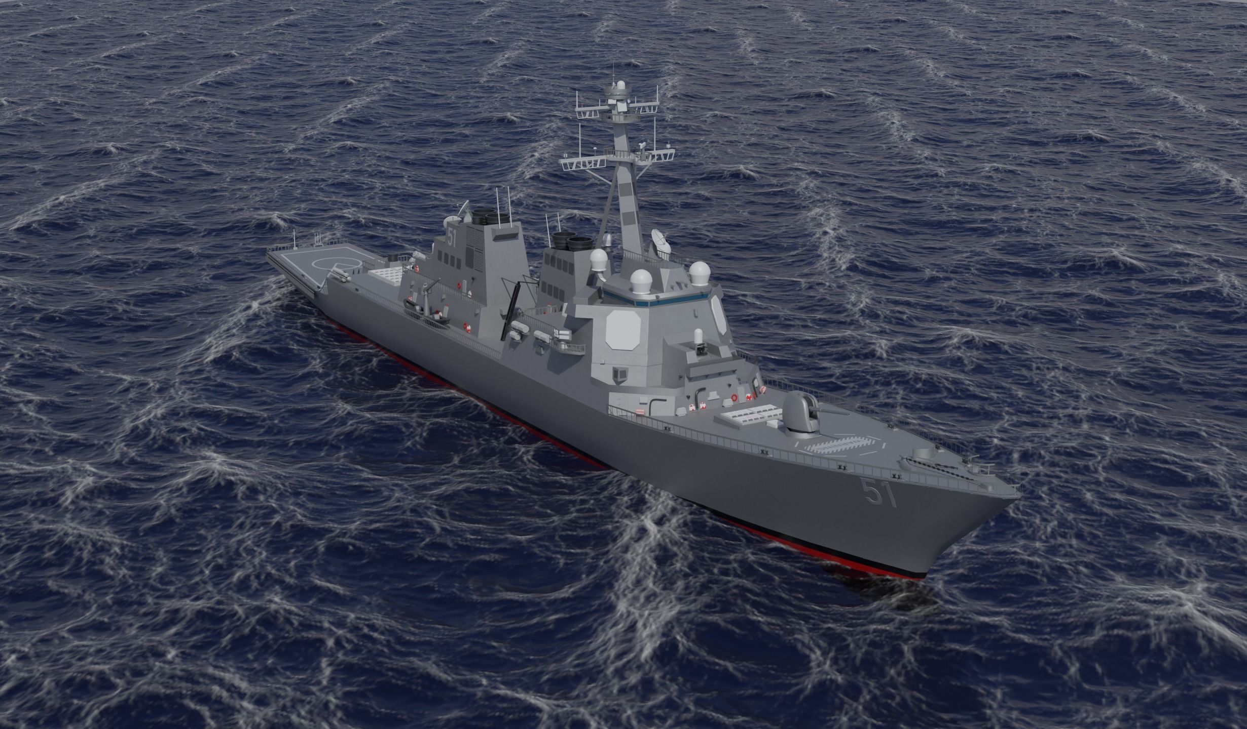 USS Arleigh Burke DDG 51 Low-poly 3D model_11
