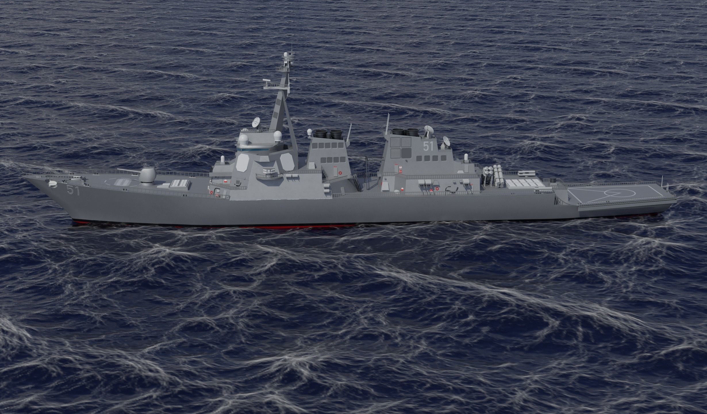 USS Arleigh Burke DDG 51 Low-poly 3D model_12