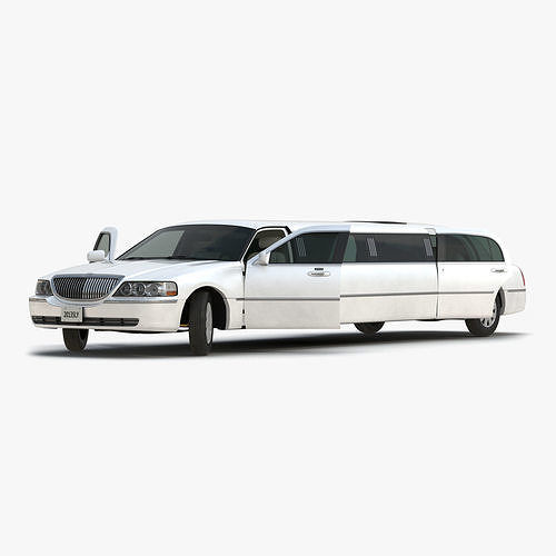 Limousine White Rigged 3D model