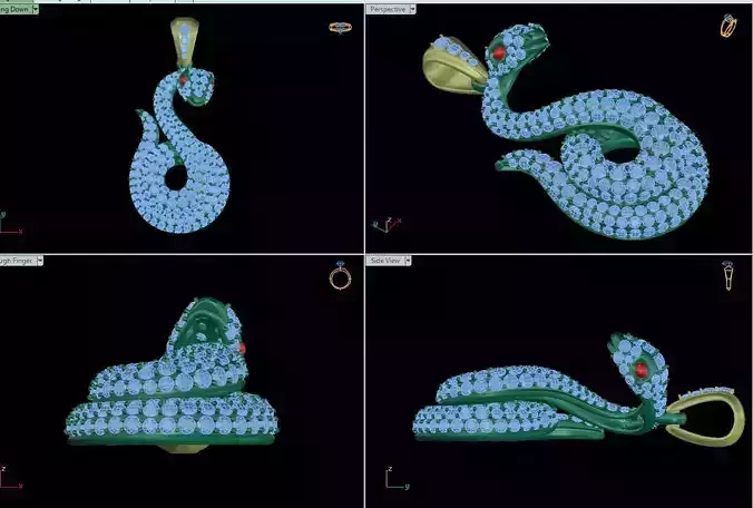 pendant four different snake pendants with diamonds