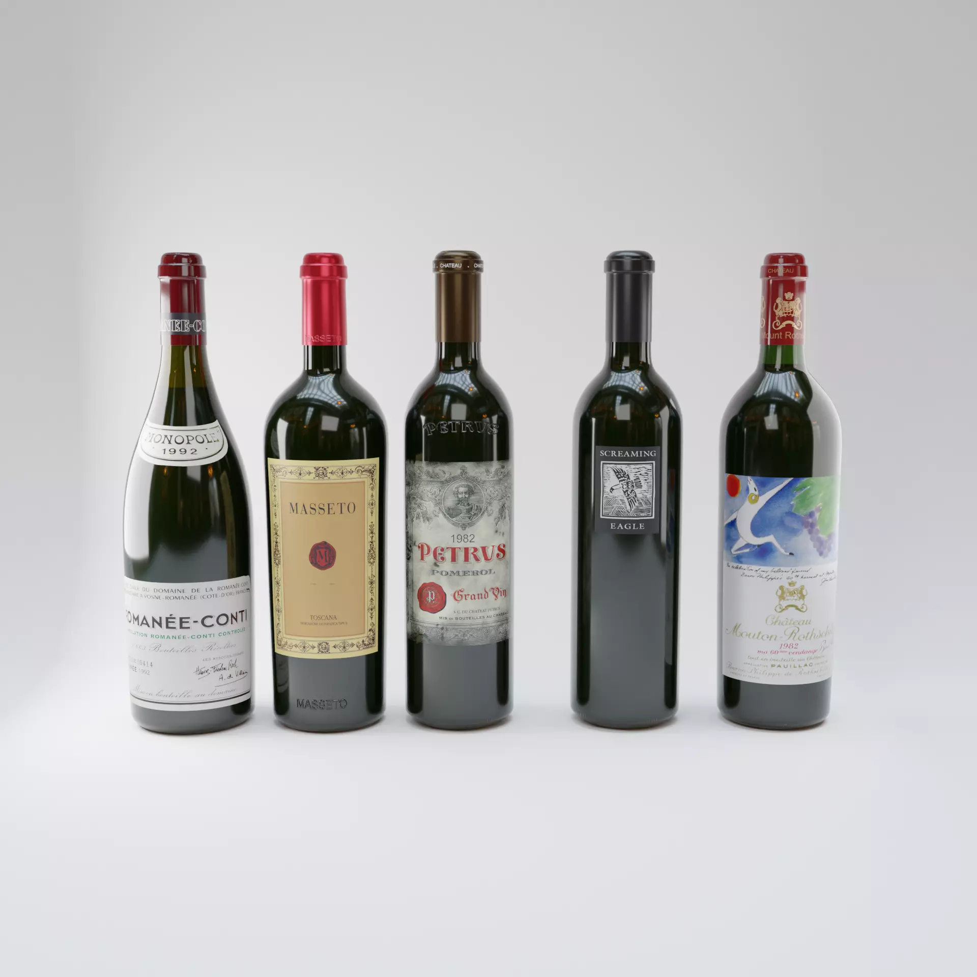 Photoreal 3D Game ready Vine Bottles Low-poly 3D model